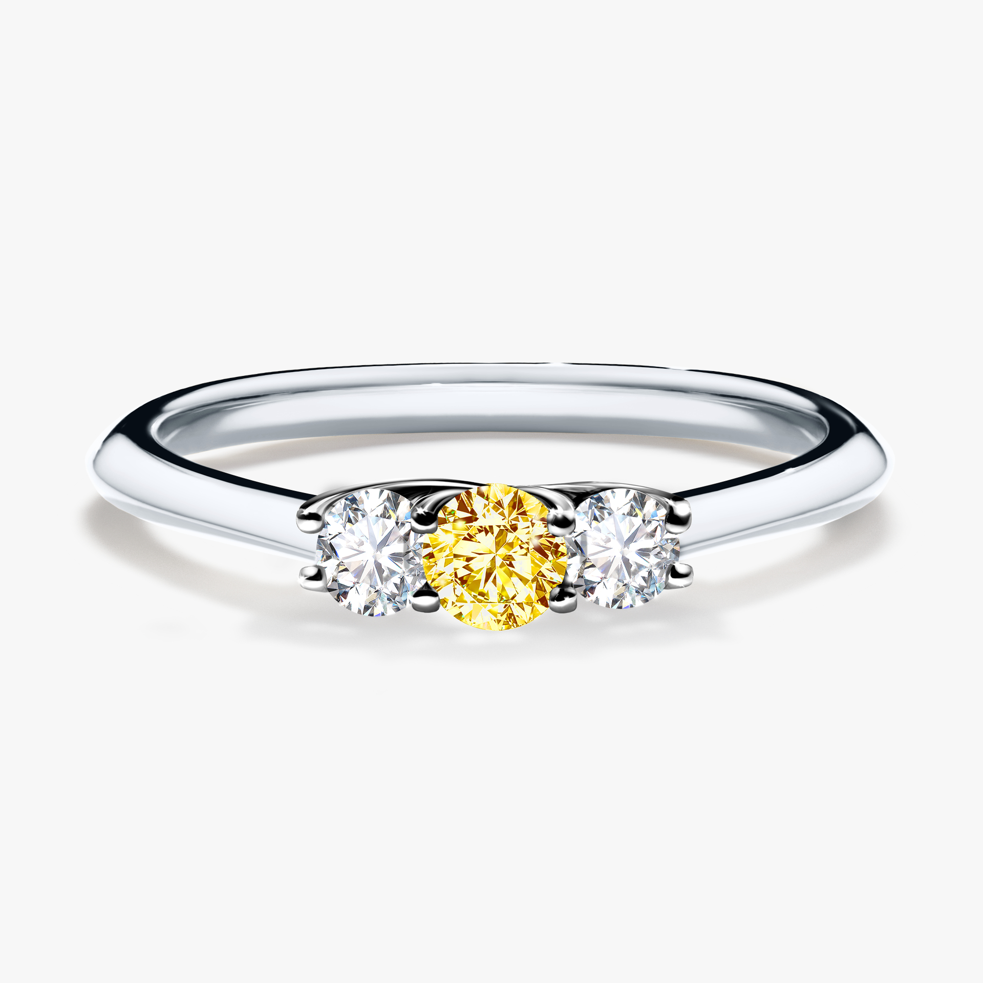Pierścionek zaręczynowy My Honey z białego złota z żółtym diamentem 0,16ct