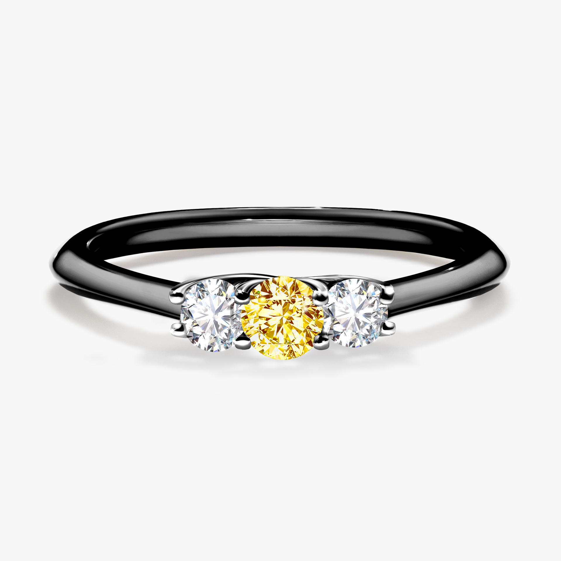 Pierścionek zaręczynowy My Honey z czarnego złota z żółtym diamentem 0,16ct
