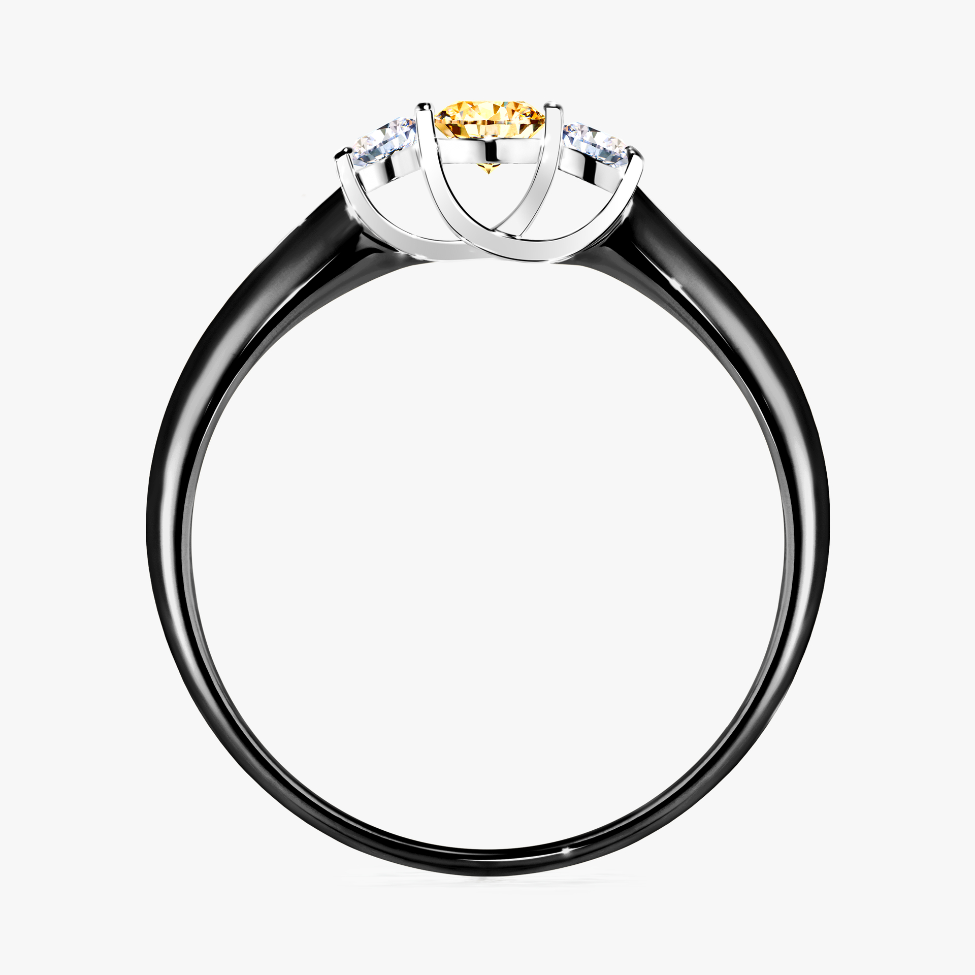 Pierścionek zaręczynowy My Honey z czarnego złota z żółtym diamentem 0,16ct