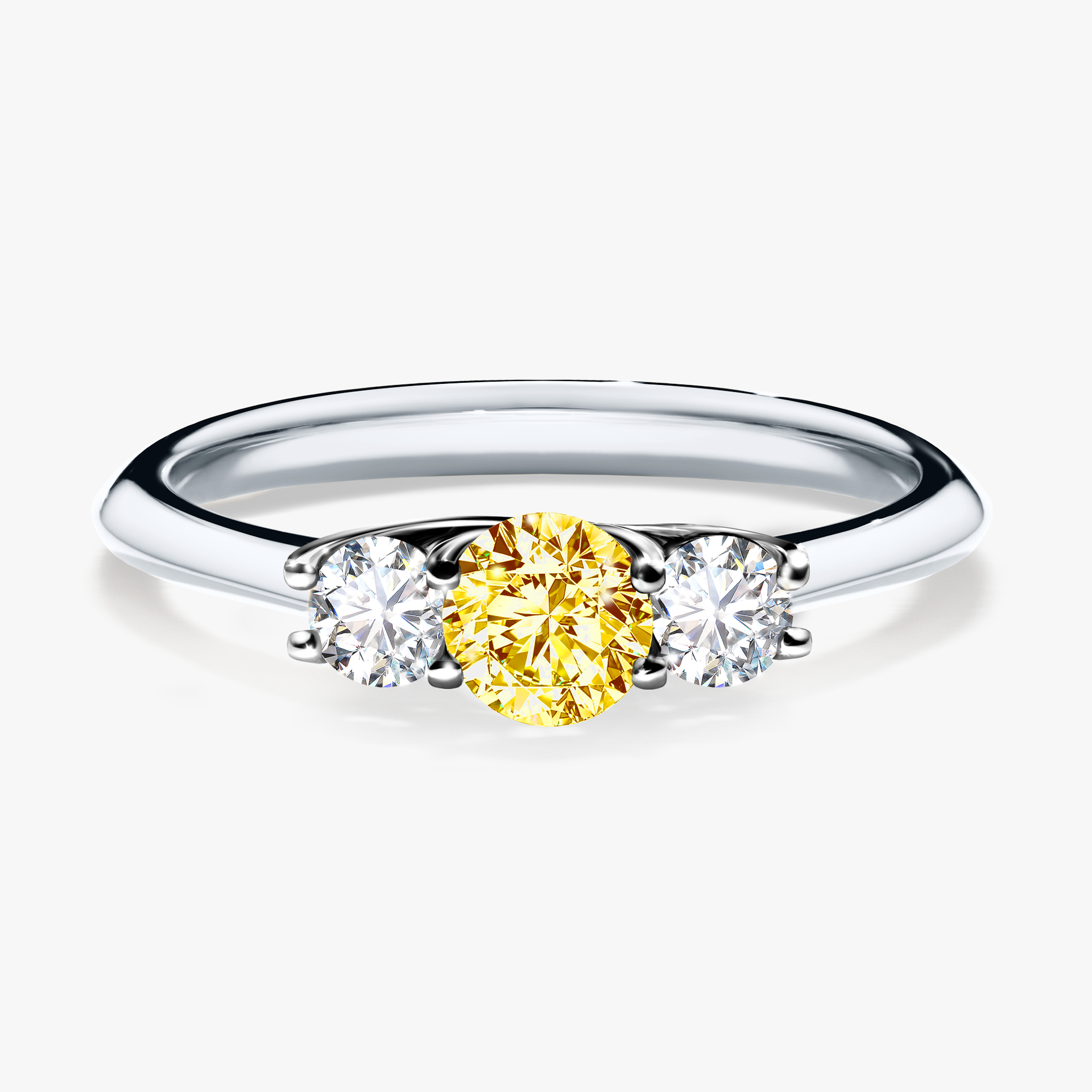 Pierścionek zaręczynowy My Honey z białego złota z żółtym diamentem 0,45ct