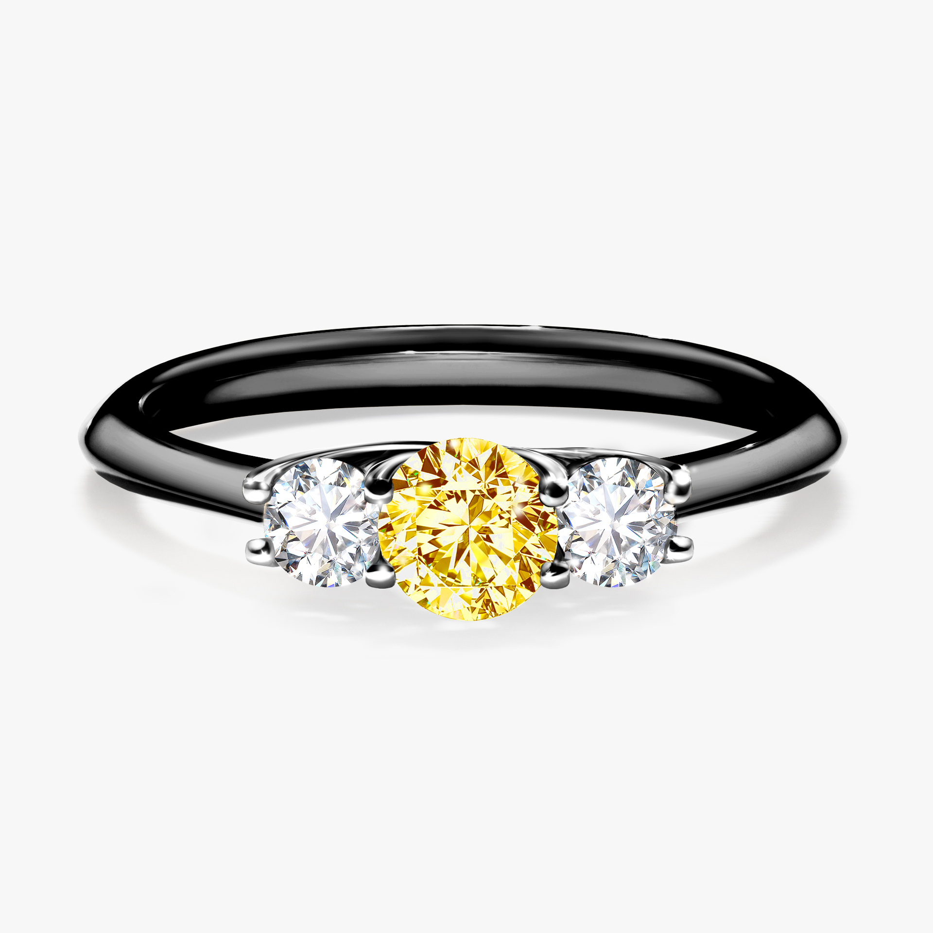 Pierścionek zaręczynowy My Honey z czarnego złota z żółtym diamentem 0,45ct