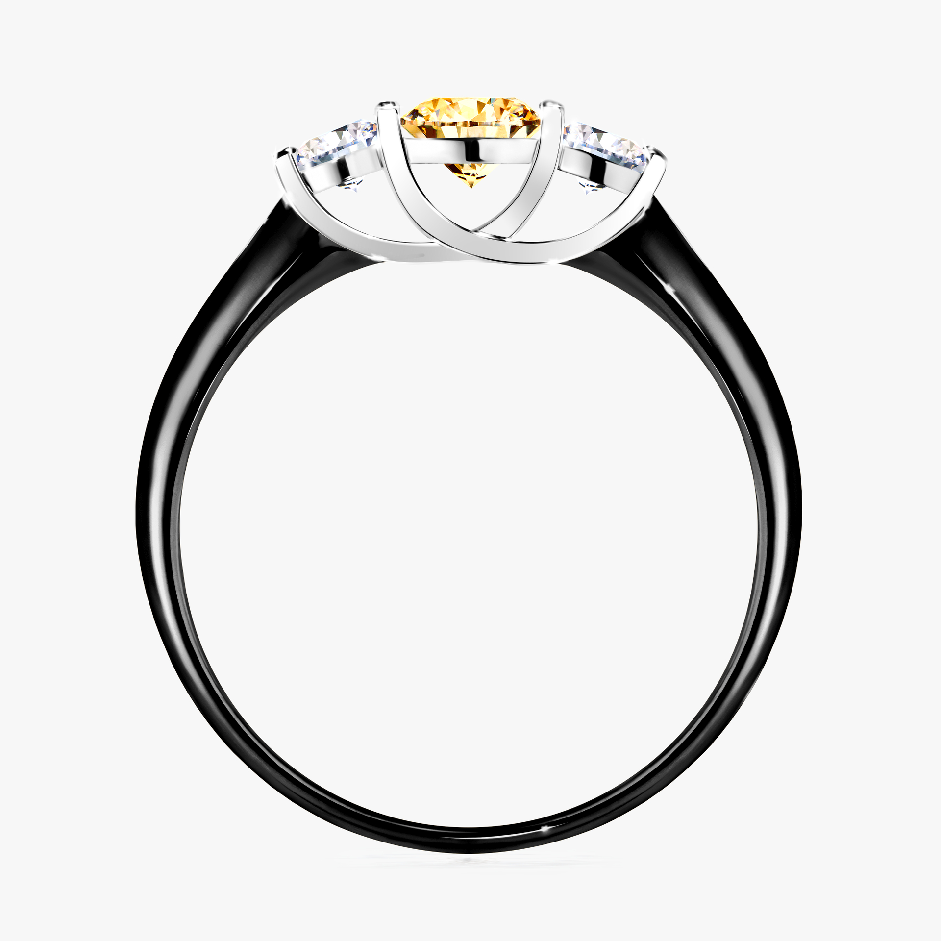Pierścionek zaręczynowy My Honey z czarnego złota z żółtym diamentem 0,45ct