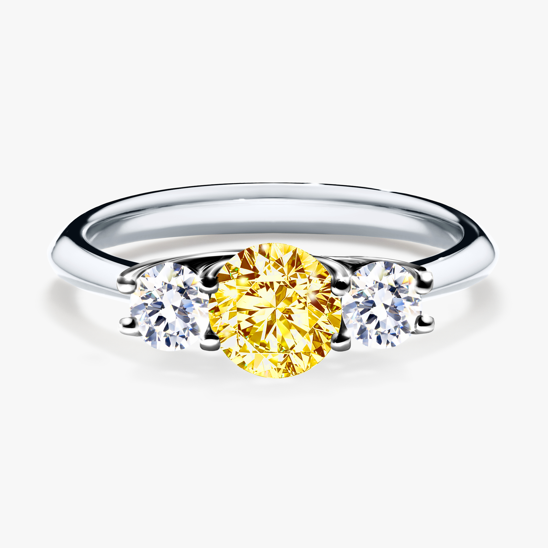 Pierścionek zaręczynowy My Honey z białego złota z żółtym diamentem 0,84ct