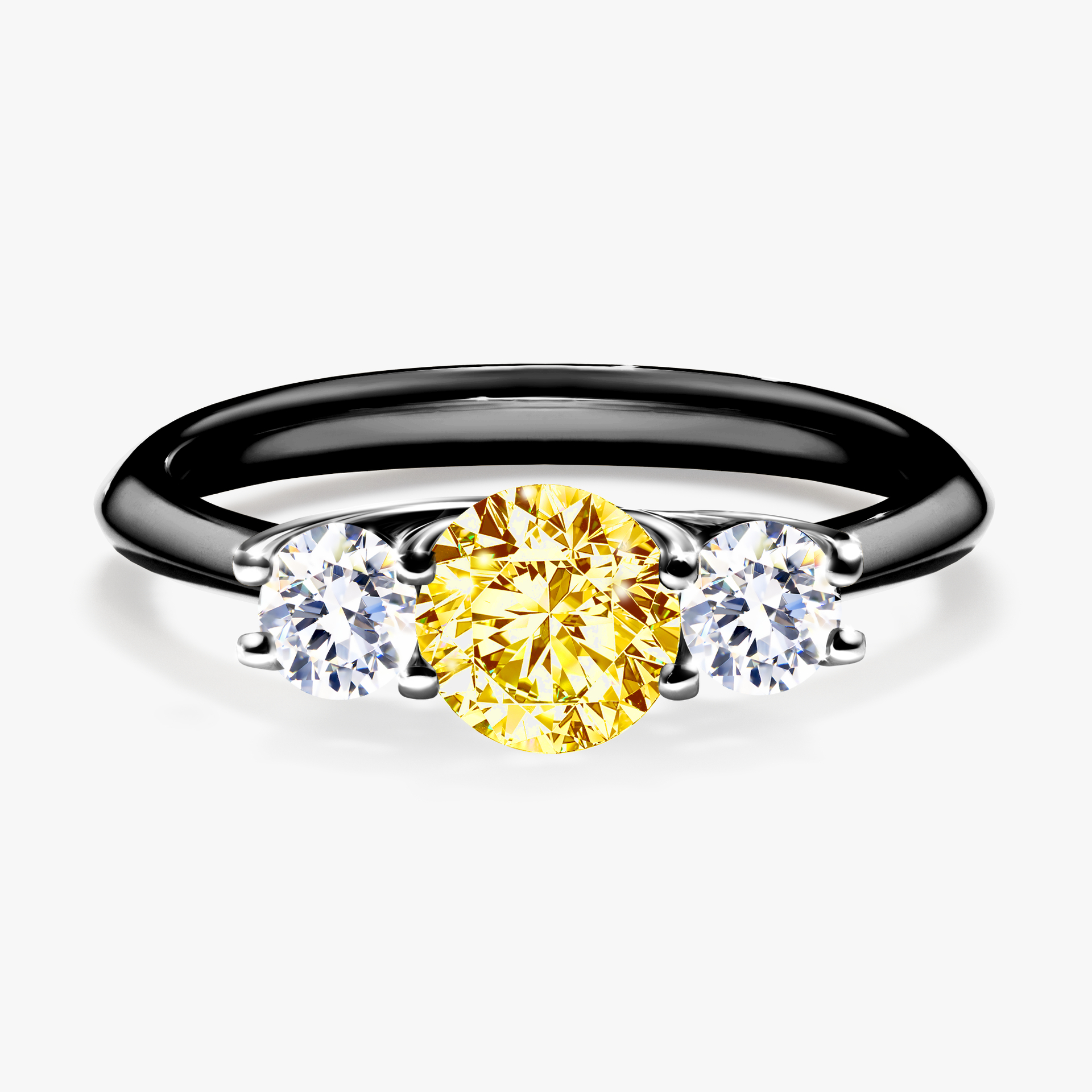 Pierścionek zaręczynowy My Honey z czarnego złota z żółtym diamentem 0,84ct