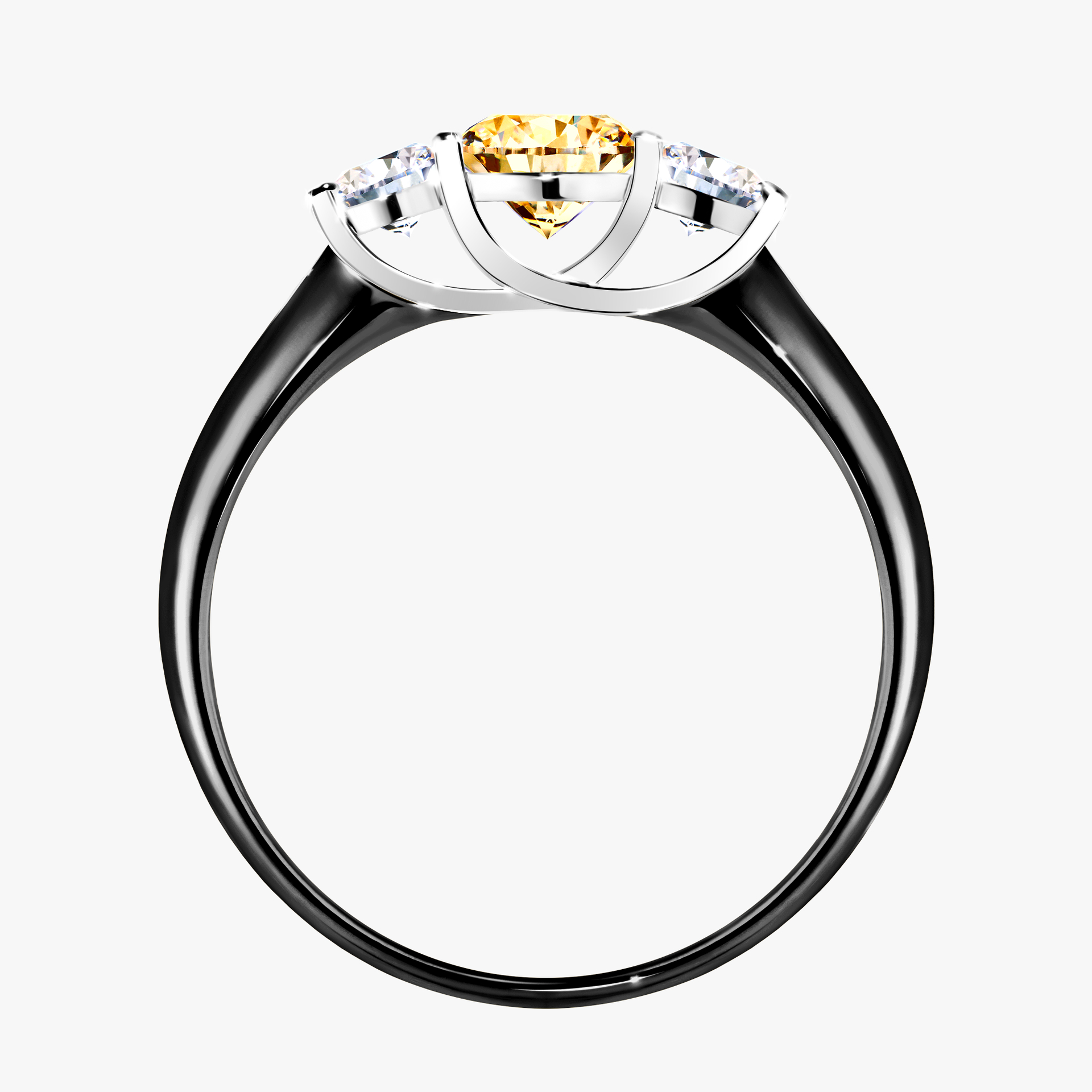 Pierścionek zaręczynowy My Honey z czarnego złota z żółtym diamentem 0,84ct