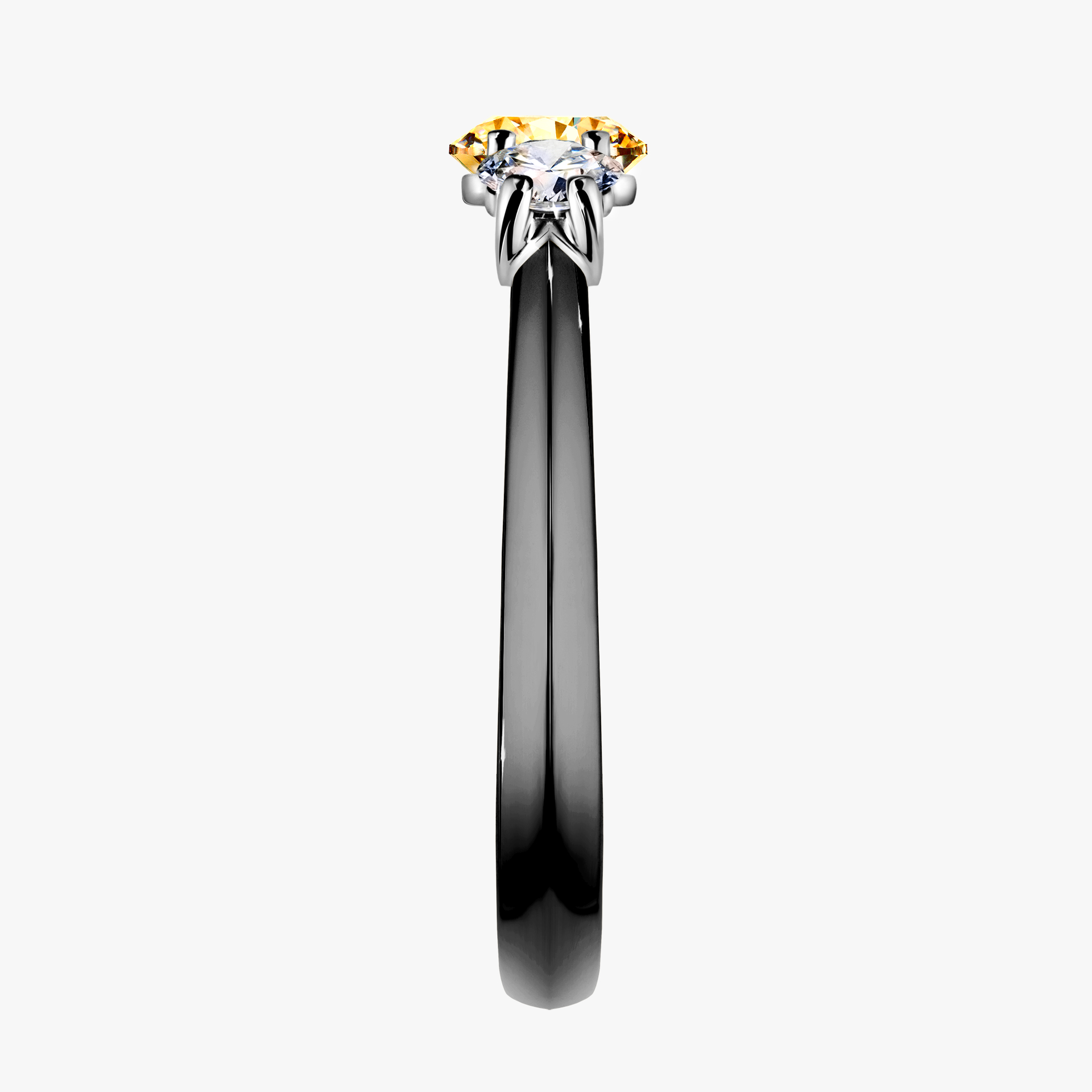 Pierścionek zaręczynowy My Honey z czarnego złota z żółtym diamentem 0,84ct