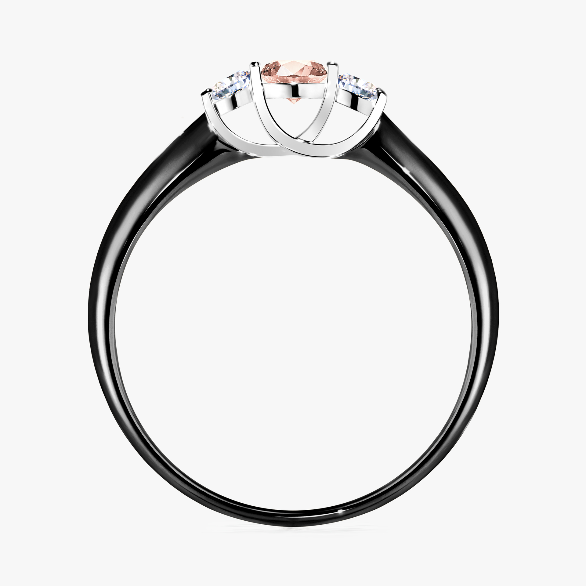 Pierścionek zaręczynowy My Honey z czarnego złota z morganitem 0,16ct