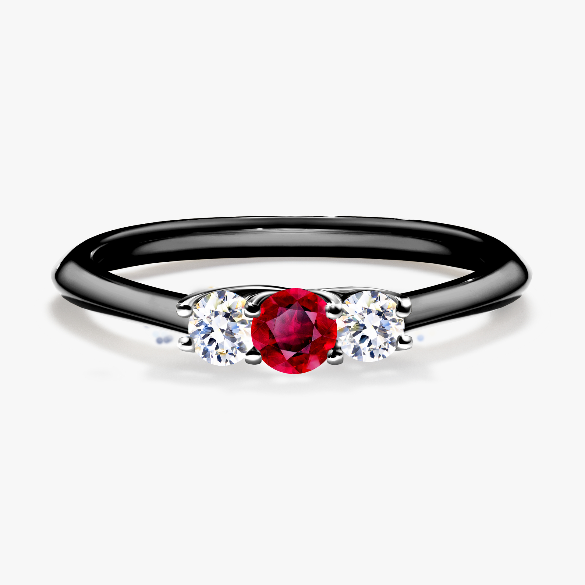 Pierścionek zaręczynowy My Honey z czarnego złota z rubinem 0,16ct