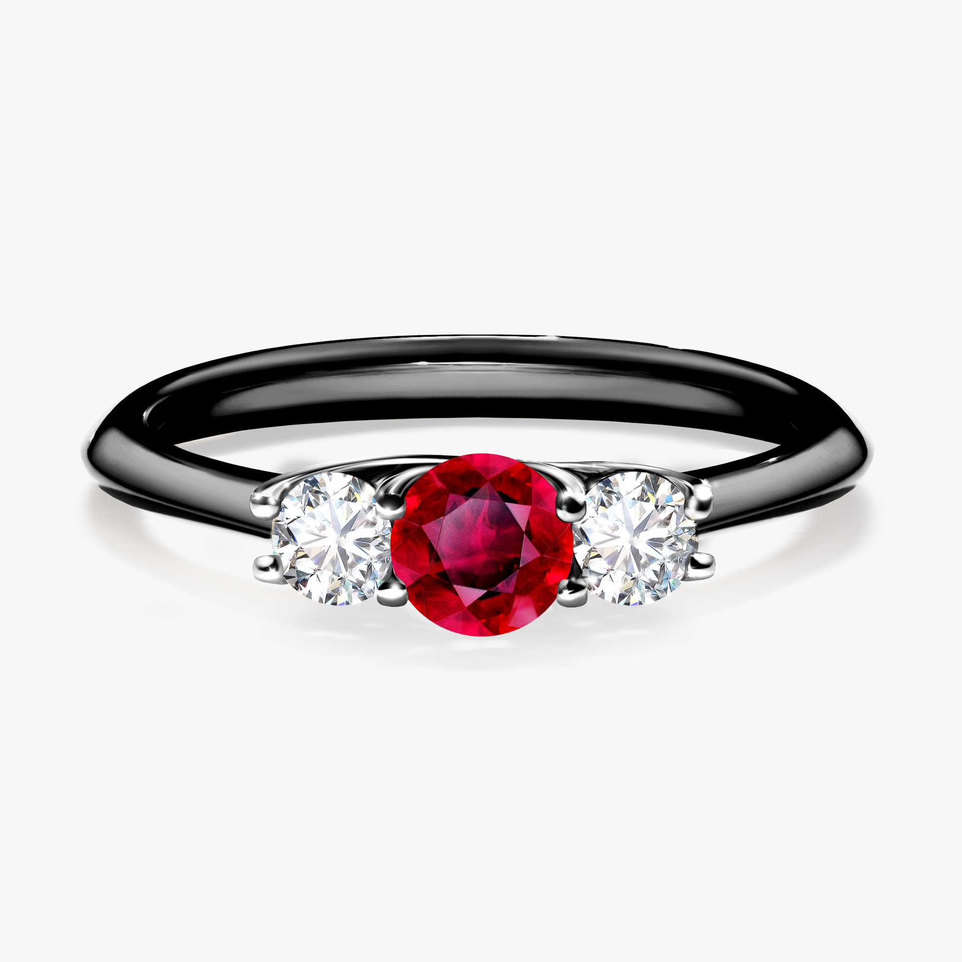 Pierścionek zaręczynowy My Honey z czarnego złota z rubinem 0,45ct