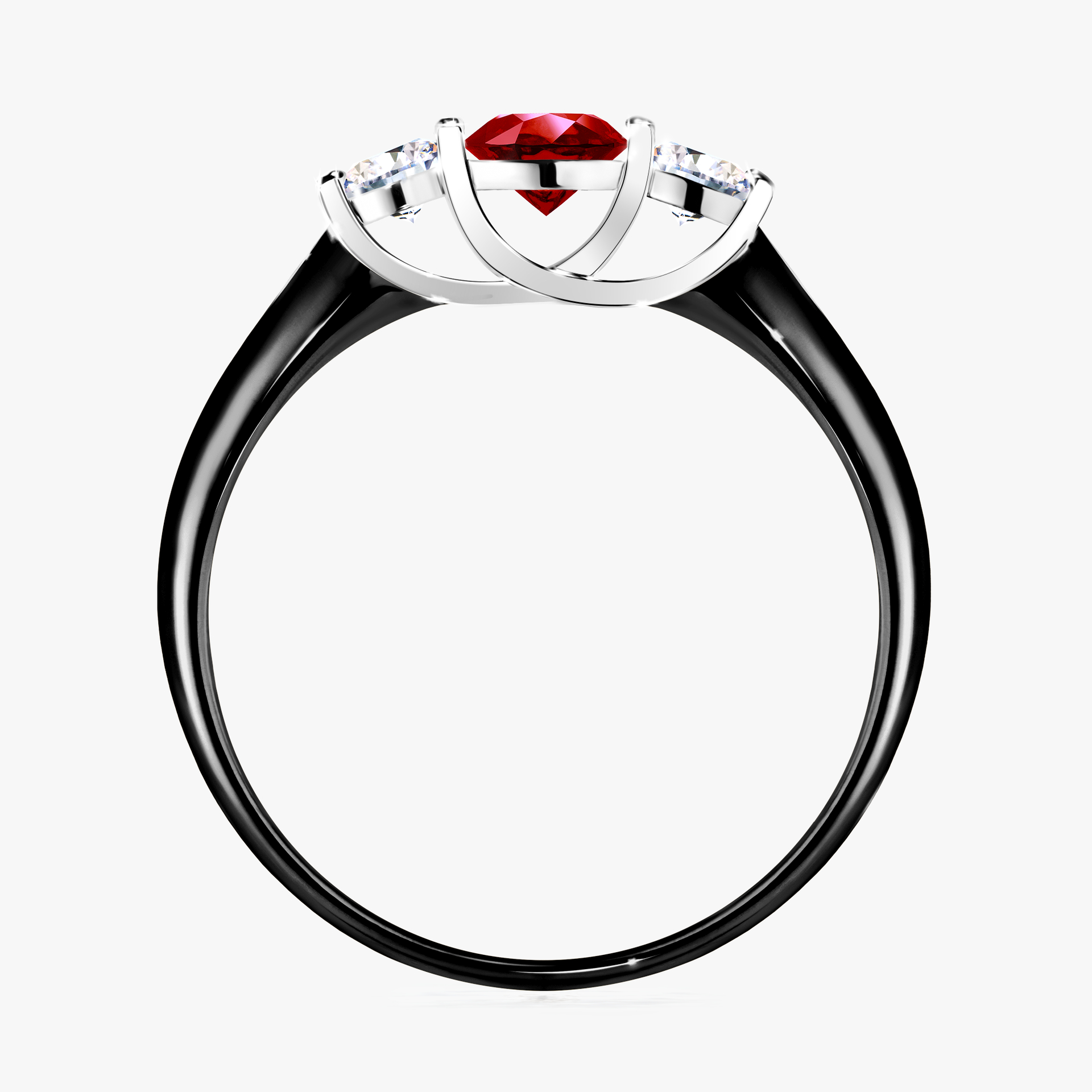 Pierścionek zaręczynowy My Honey z czarnego złota z rubinem 0,45ct