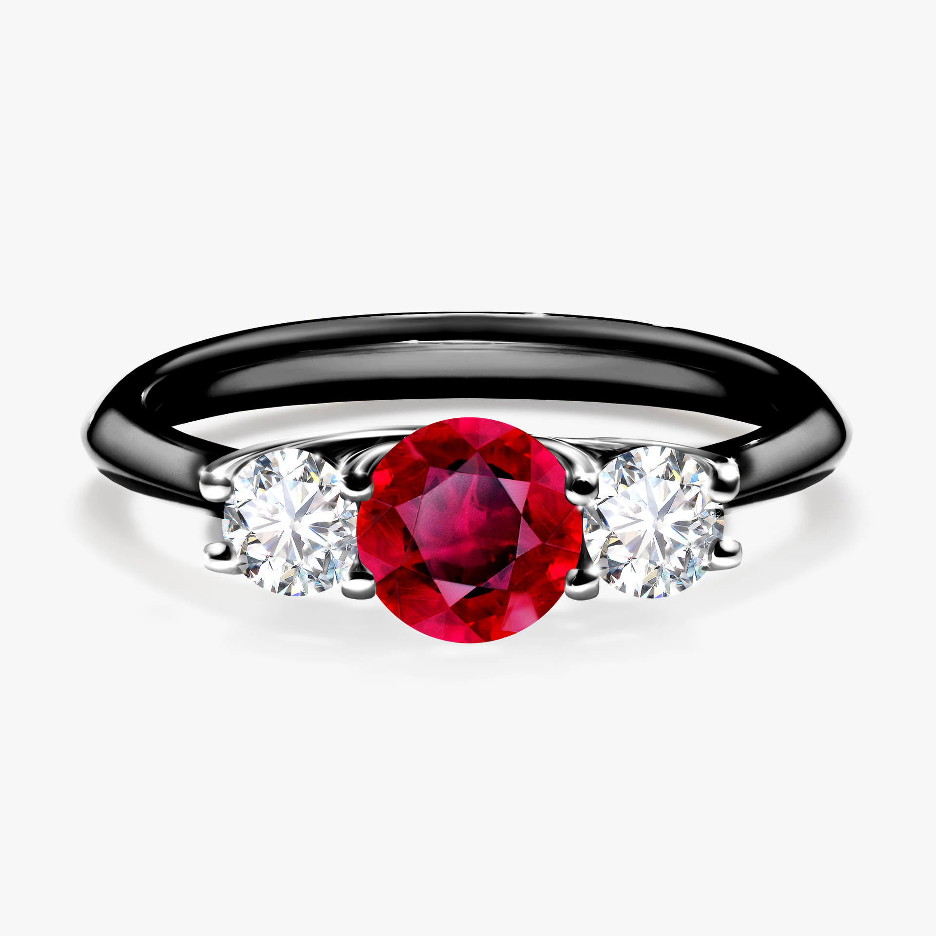 Pierścionek zaręczynowy My Honey z czarnego złota z rubinem 0,84ct