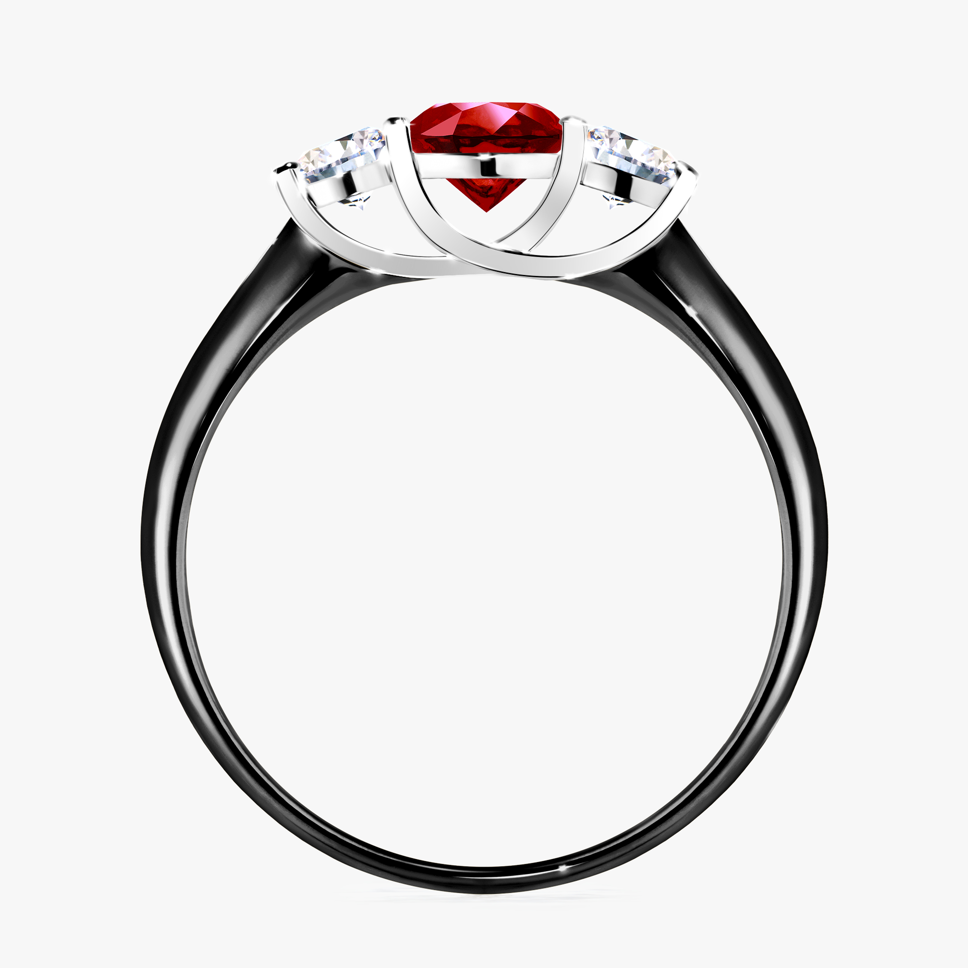 Pierścionek zaręczynowy My Honey z czarnego złota z rubinem 0,84ct