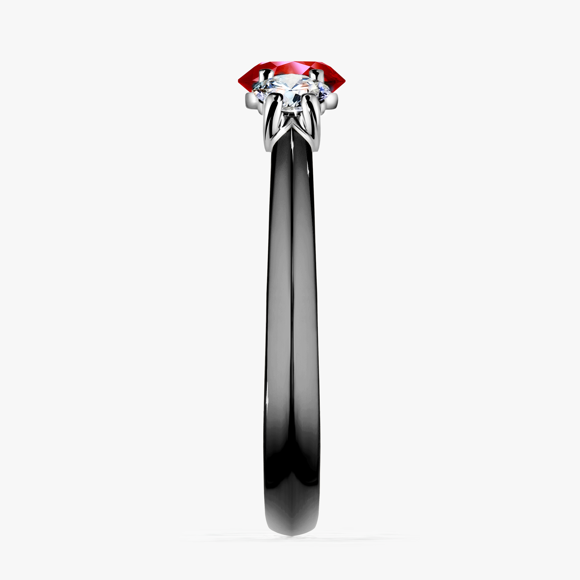 Pierścionek zaręczynowy My Honey z czarnego złota z rubinem 0,84ct