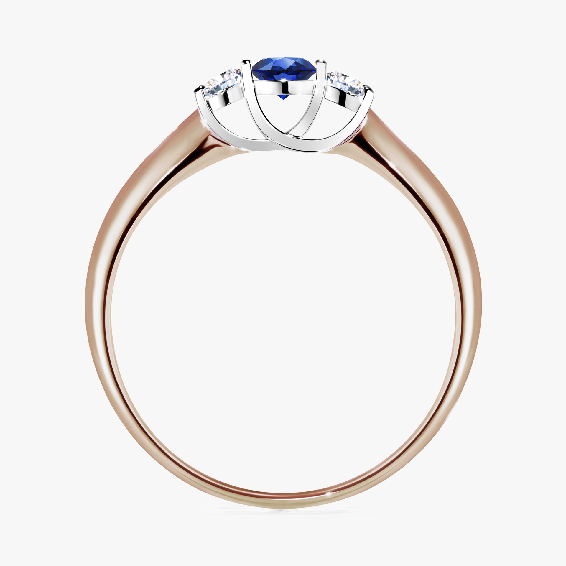 Pierścionek zaręczynowy My Honey z różowego złota z szafirem niebieskim 0,16ct