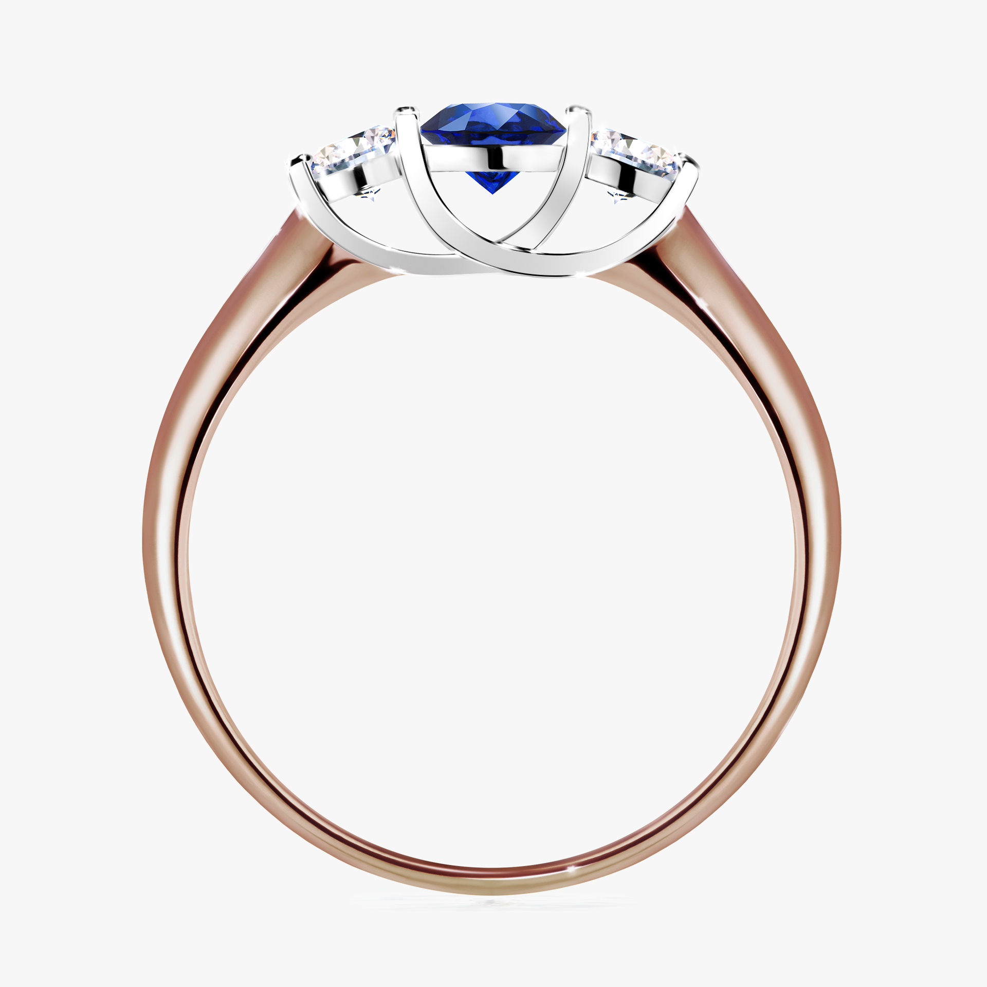 Pierścionek zaręczynowy My Honey z różowego złota z szafirem niebieskim 0,45ct