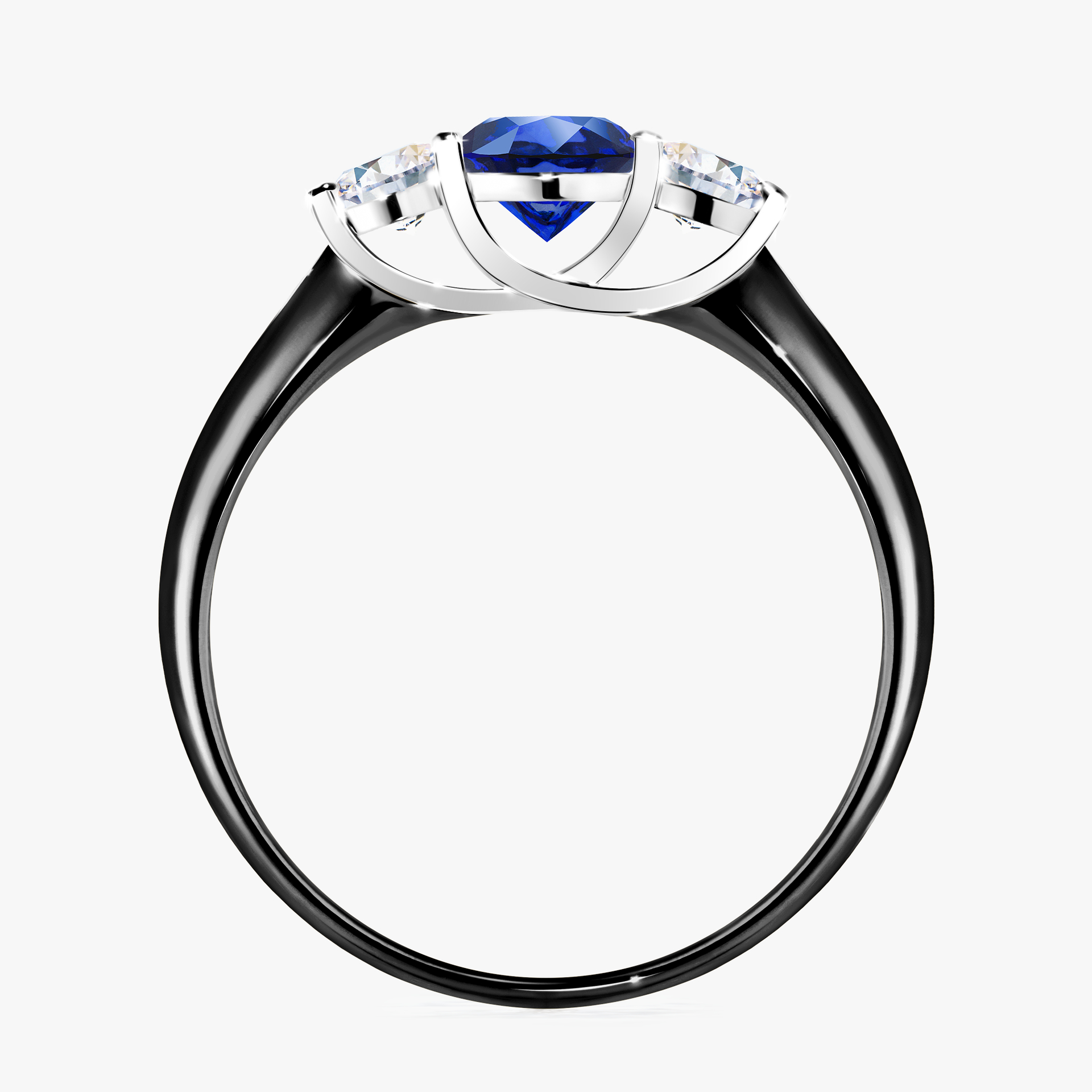 Pierścionek zaręczynowy My Honey z czarnego złota z szafirem niebieskim 0,84ct