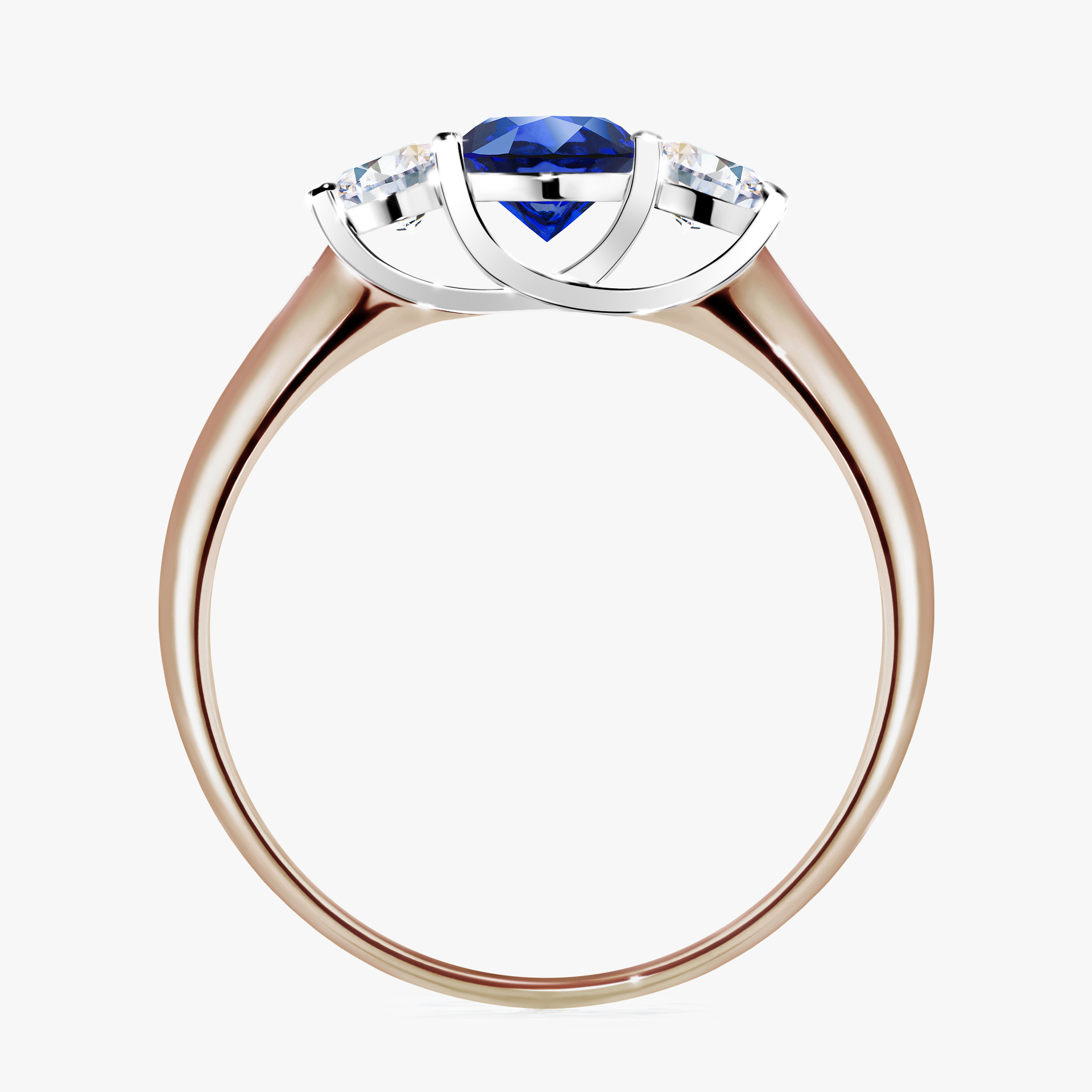 Pierścionek zaręczynowy My Honey z różowego złota z szafirem niebieskim 0,84ct
