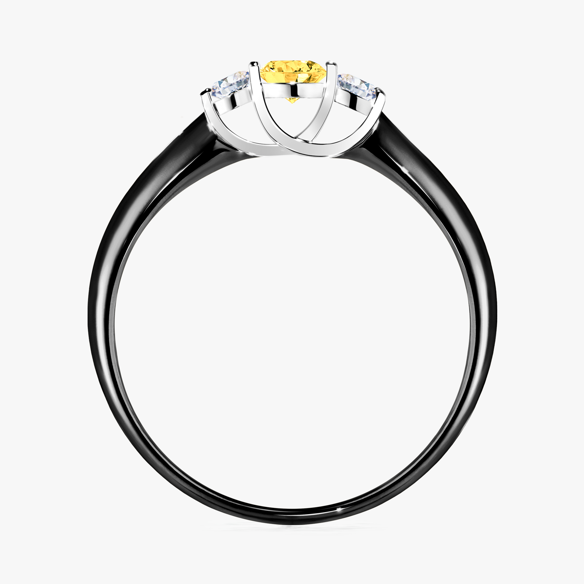 Pierścionek zaręczynowy My Honey z czarnego złota z szafirem żółtym 0,16ct
