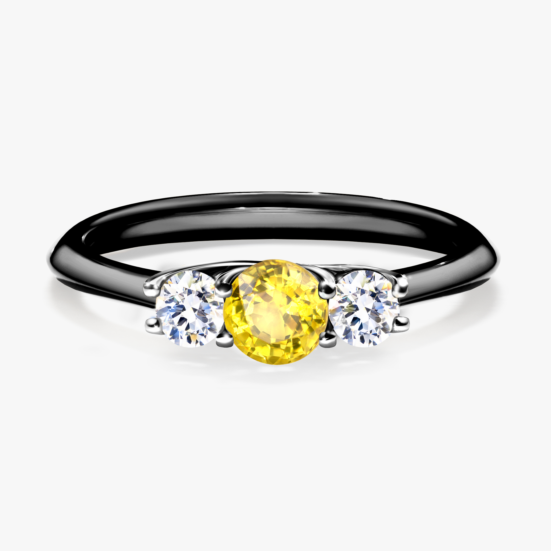 Pierścionek zaręczynowy My Honey z czarnego złota z szafirem żółtym 0,45ct