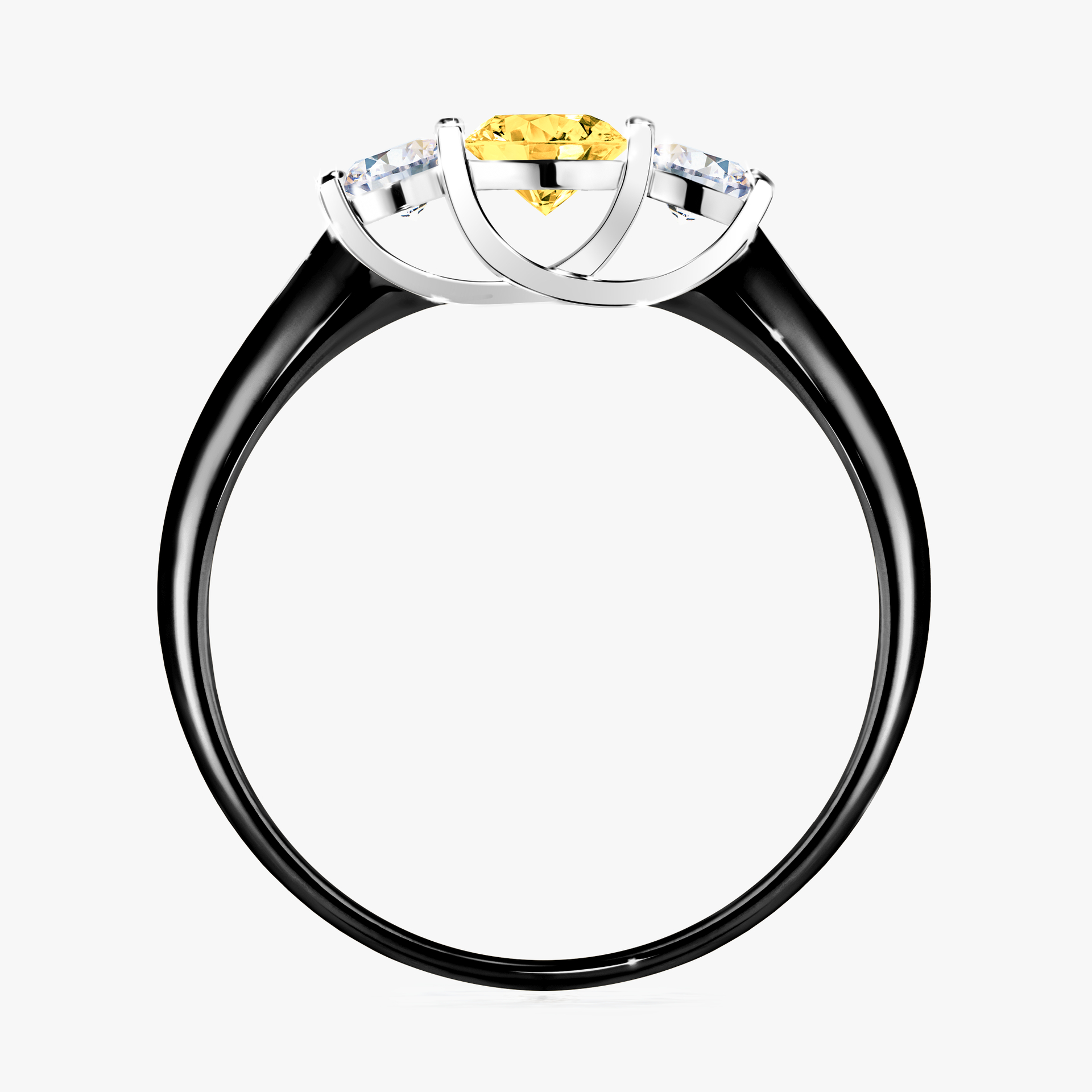 Pierścionek zaręczynowy My Honey z czarnego złota z szafirem żółtym 0,45ct