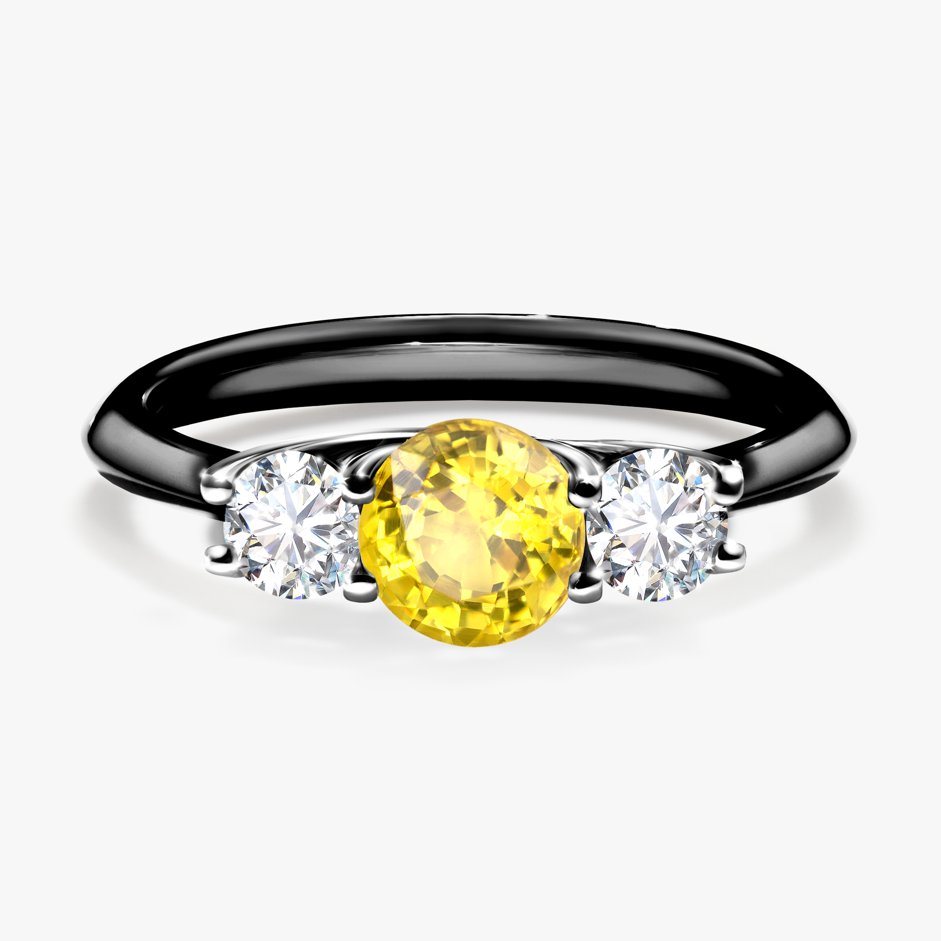 Pierścionek zaręczynowy My Honey z czarnego złota z szafirem żółtym 0,84ct