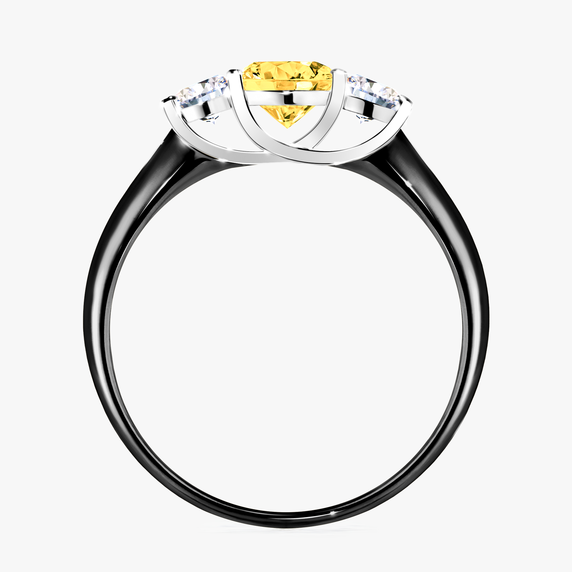 Pierścionek zaręczynowy My Honey z czarnego złota z szafirem żółtym 0,84ct