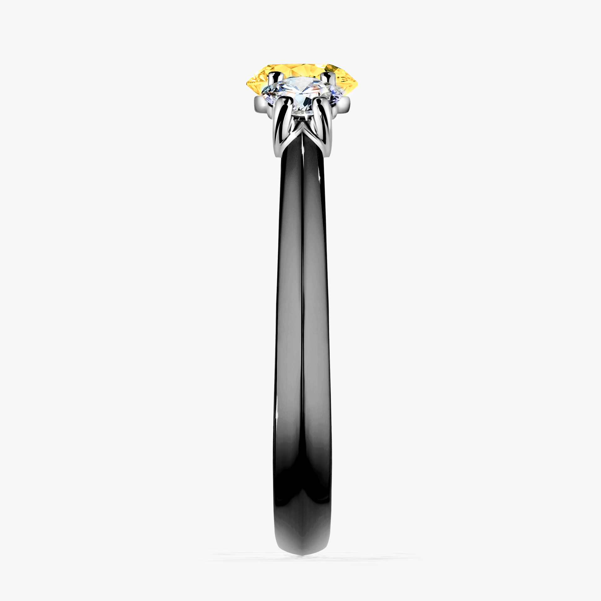 Pierścionek zaręczynowy My Honey z czarnego złota z szafirem żółtym 0,84ct