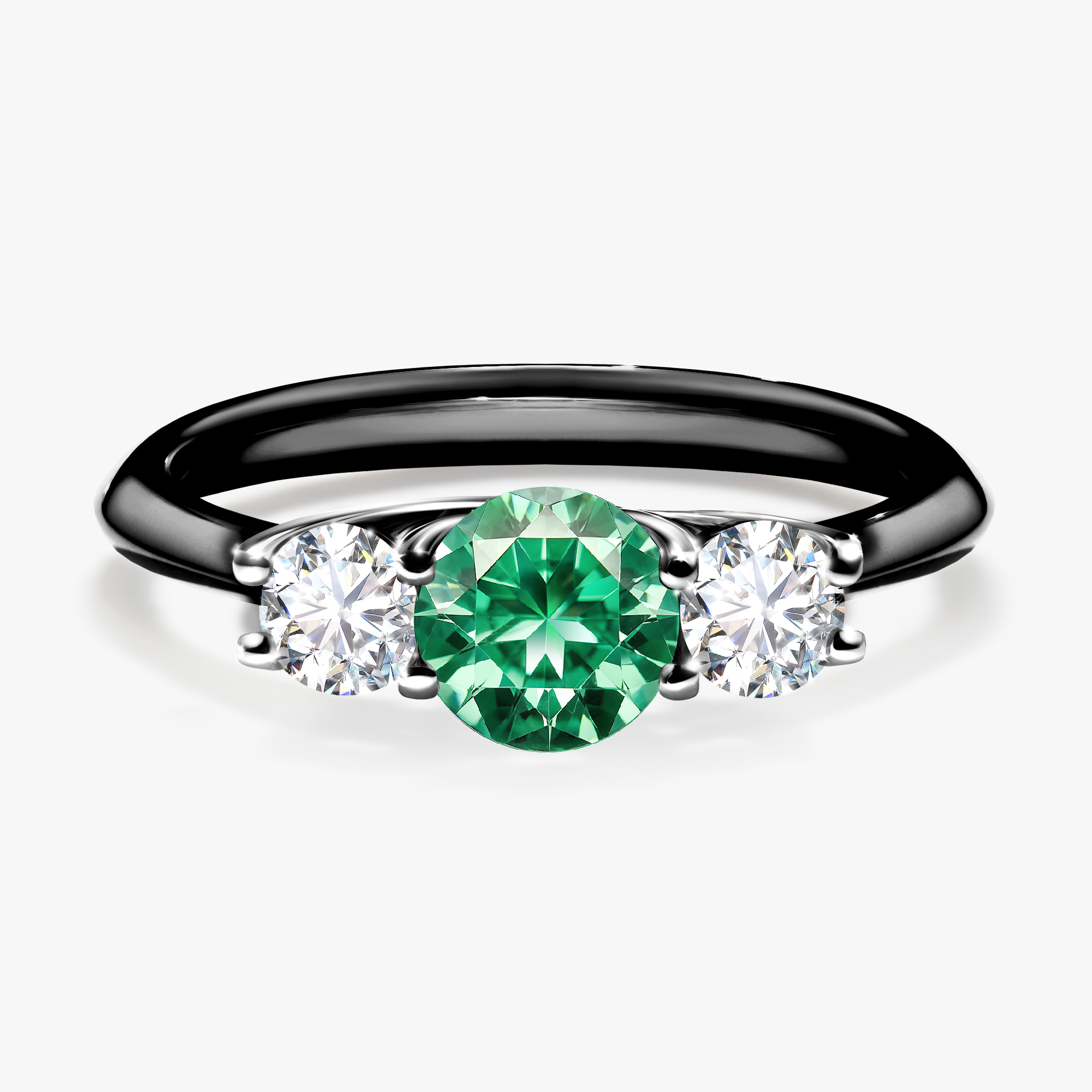 Pierścionek zaręczynowy My Honey z czarnego złota ze szmaragdem 0,84ct