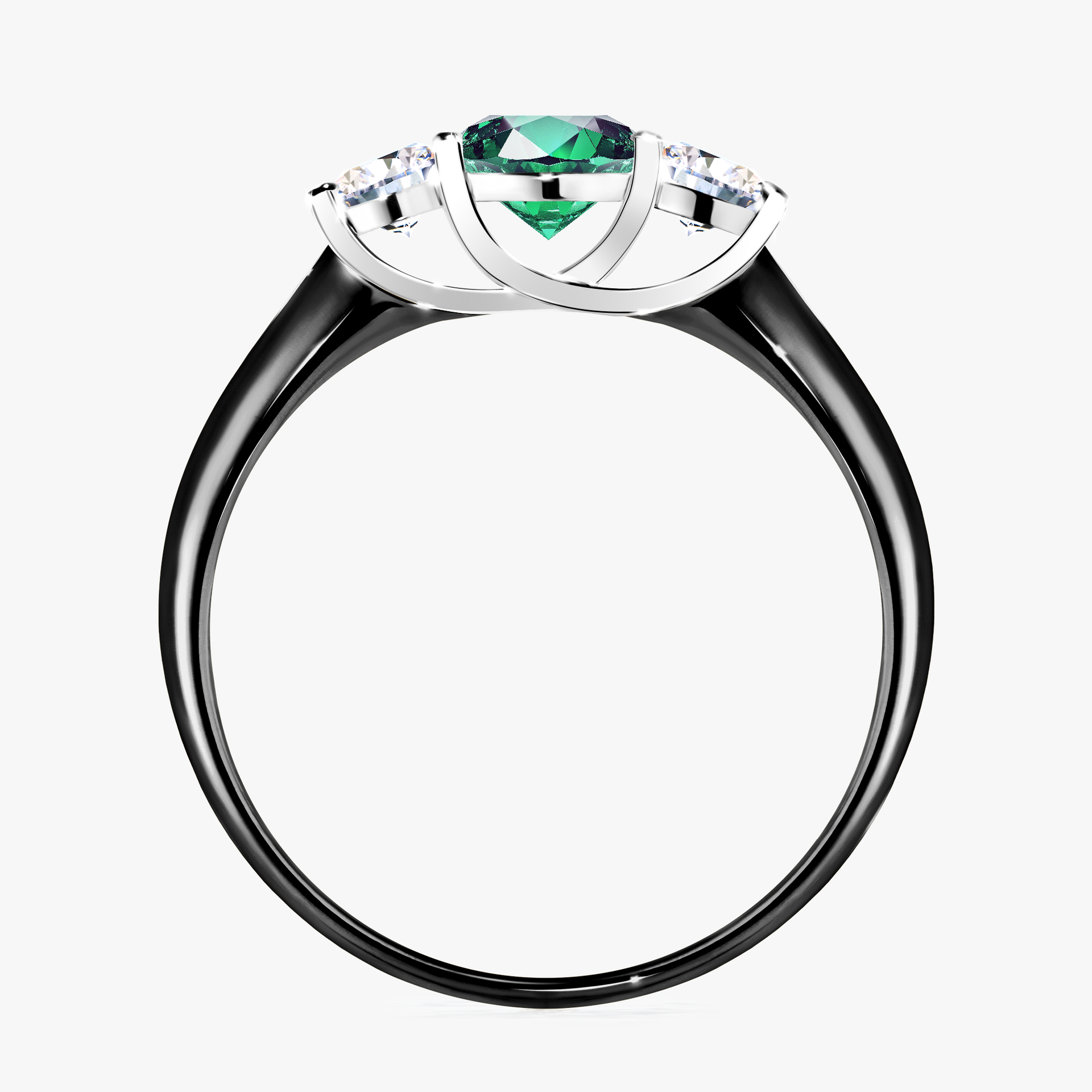 Pierścionek zaręczynowy My Honey z czarnego złota ze szmaragdem 0,84ct