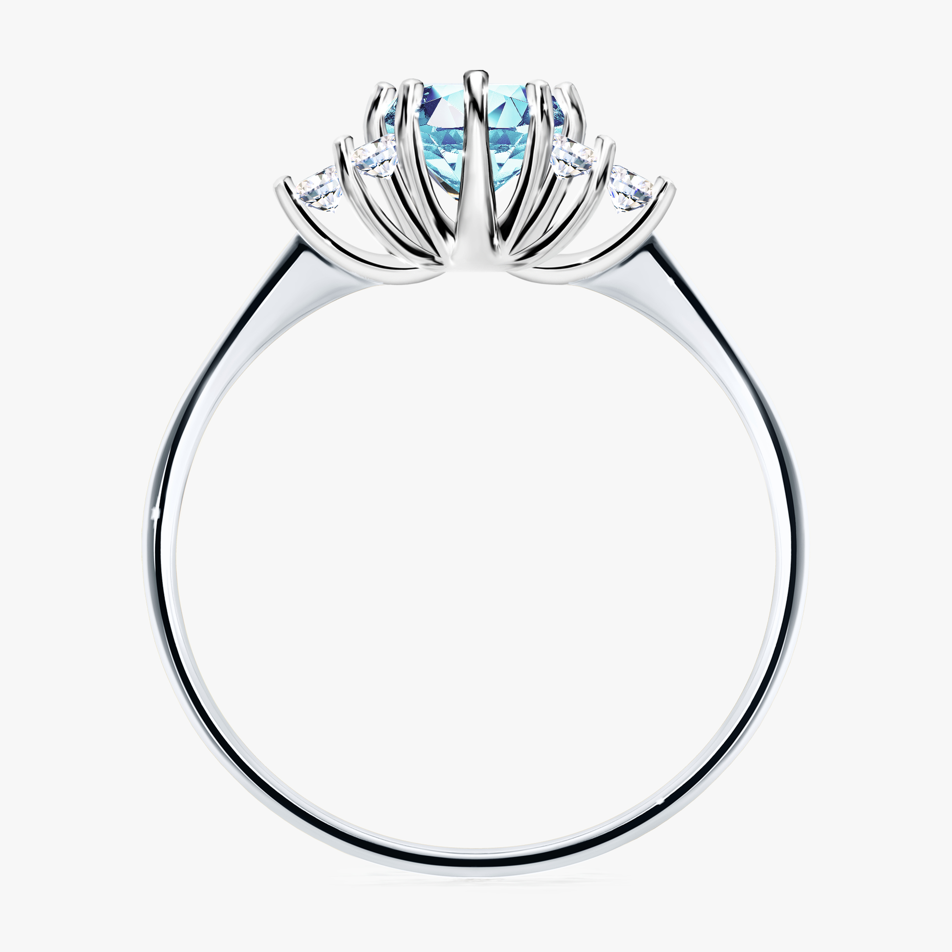 Pierścionek zaręczynowy My Lilly z białego złota z akwamarynem 0,68ct