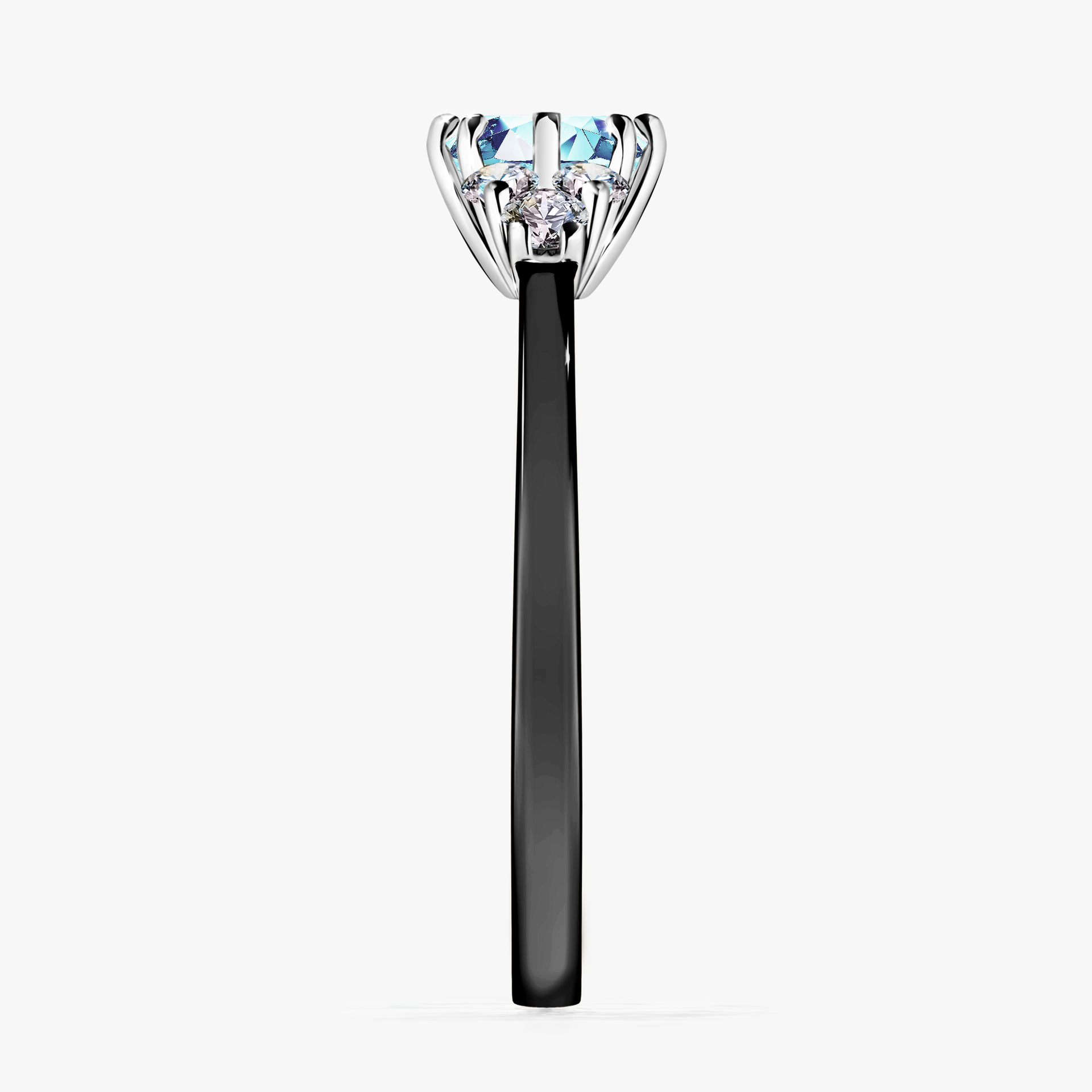 Pierścionek zaręczynowy My Lilly z czarnego złota z akwamarynem 0,68ct