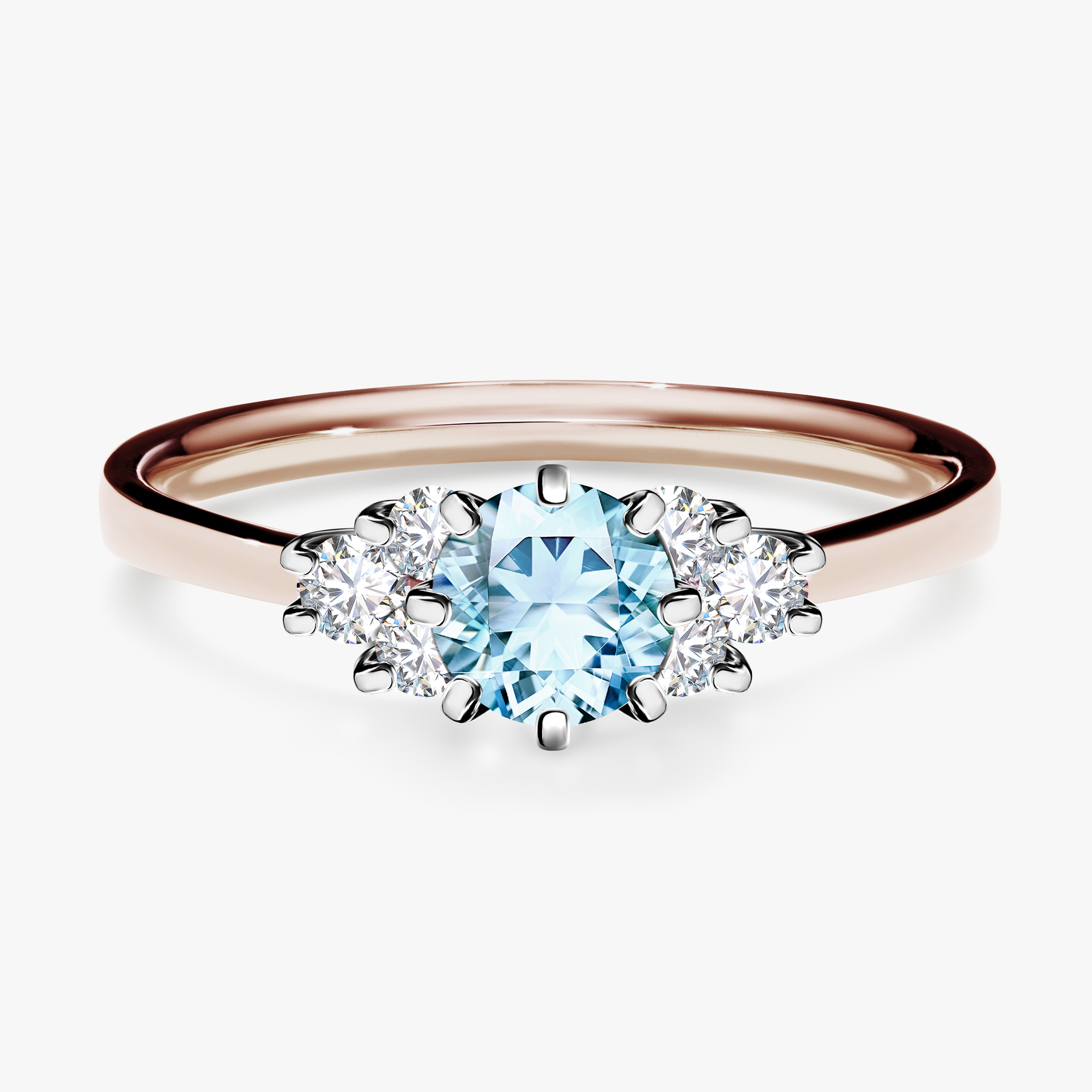 Pierścionek zaręczynowy My Lilly z różowego złota z akwamarynem 0,68ct