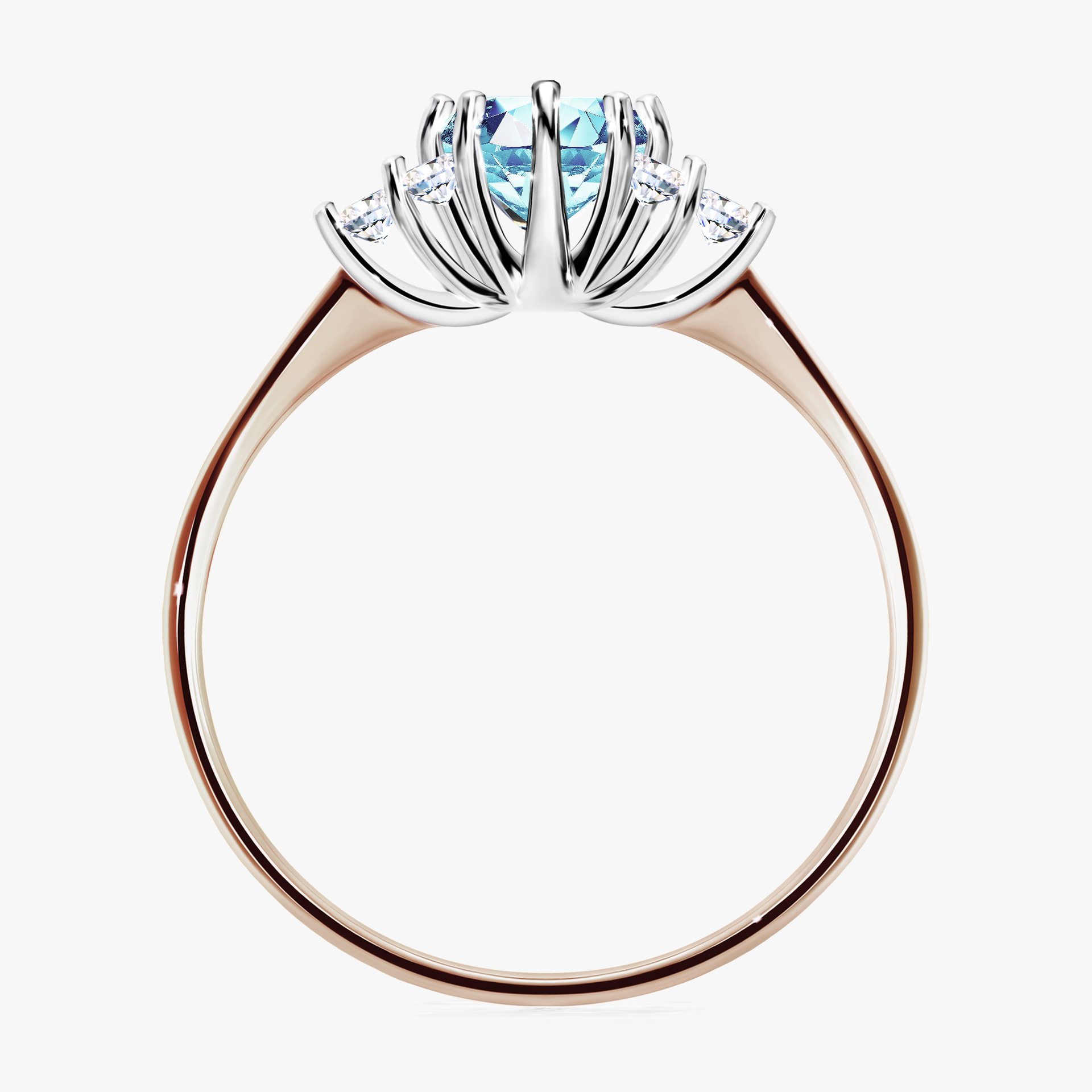 Pierścionek zaręczynowy My Lilly z różowego złota z akwamarynem 0,68ct