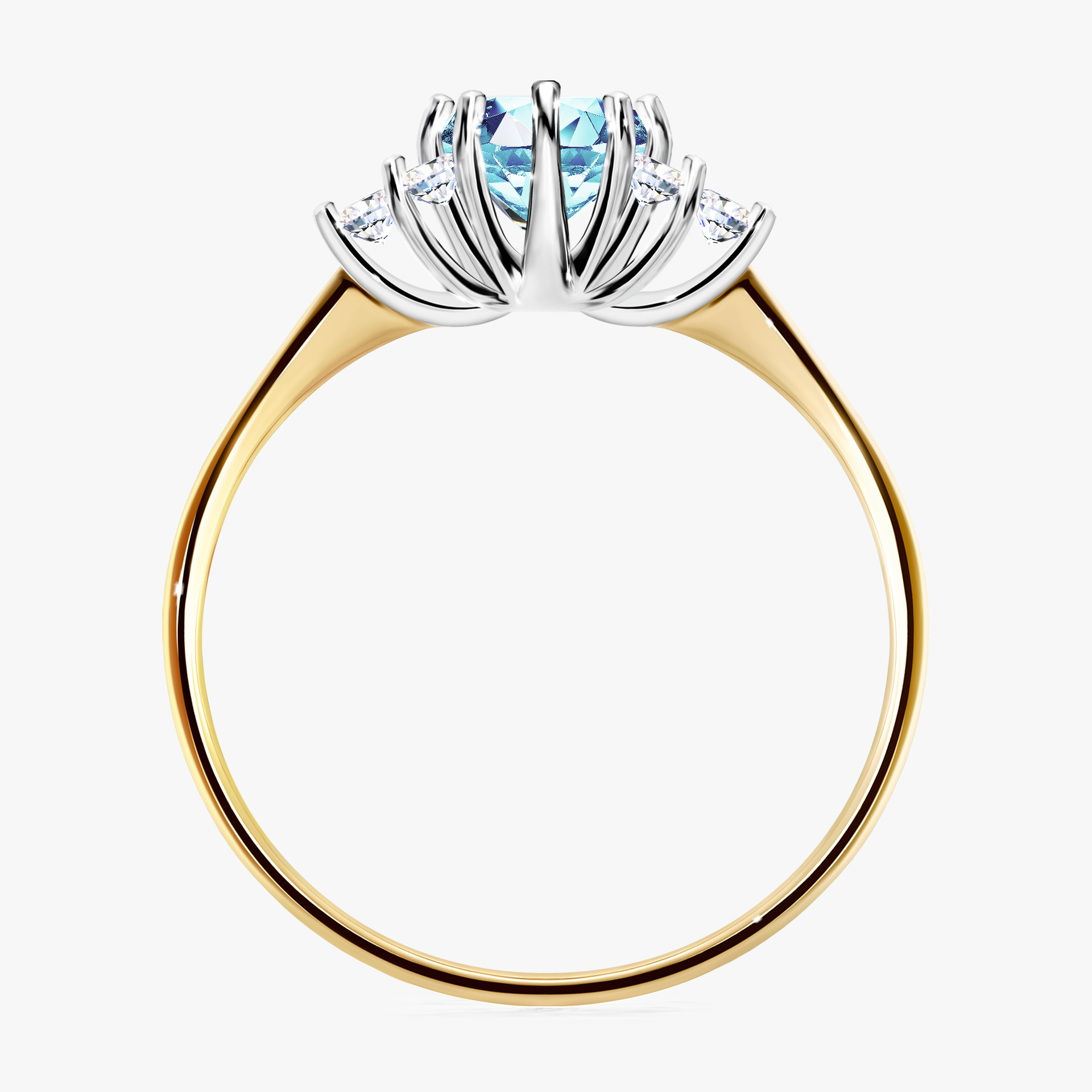 Pierścionek zaręczynowy My Lilly z żółtego złota z akwamarynem 0,68ct