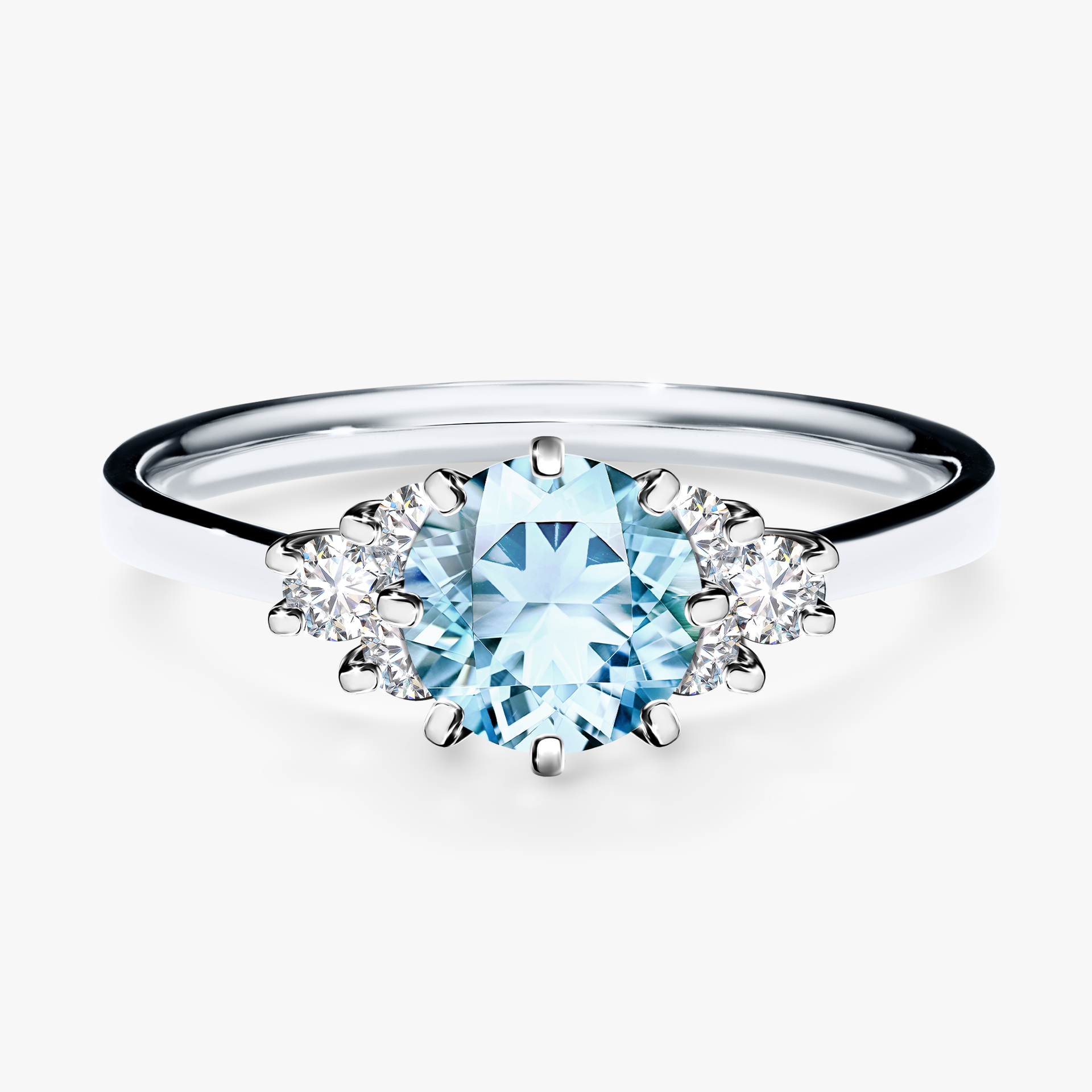 Pierścionek zaręczynowy My Lilly z białego złota z akwamarynem 0,98ct