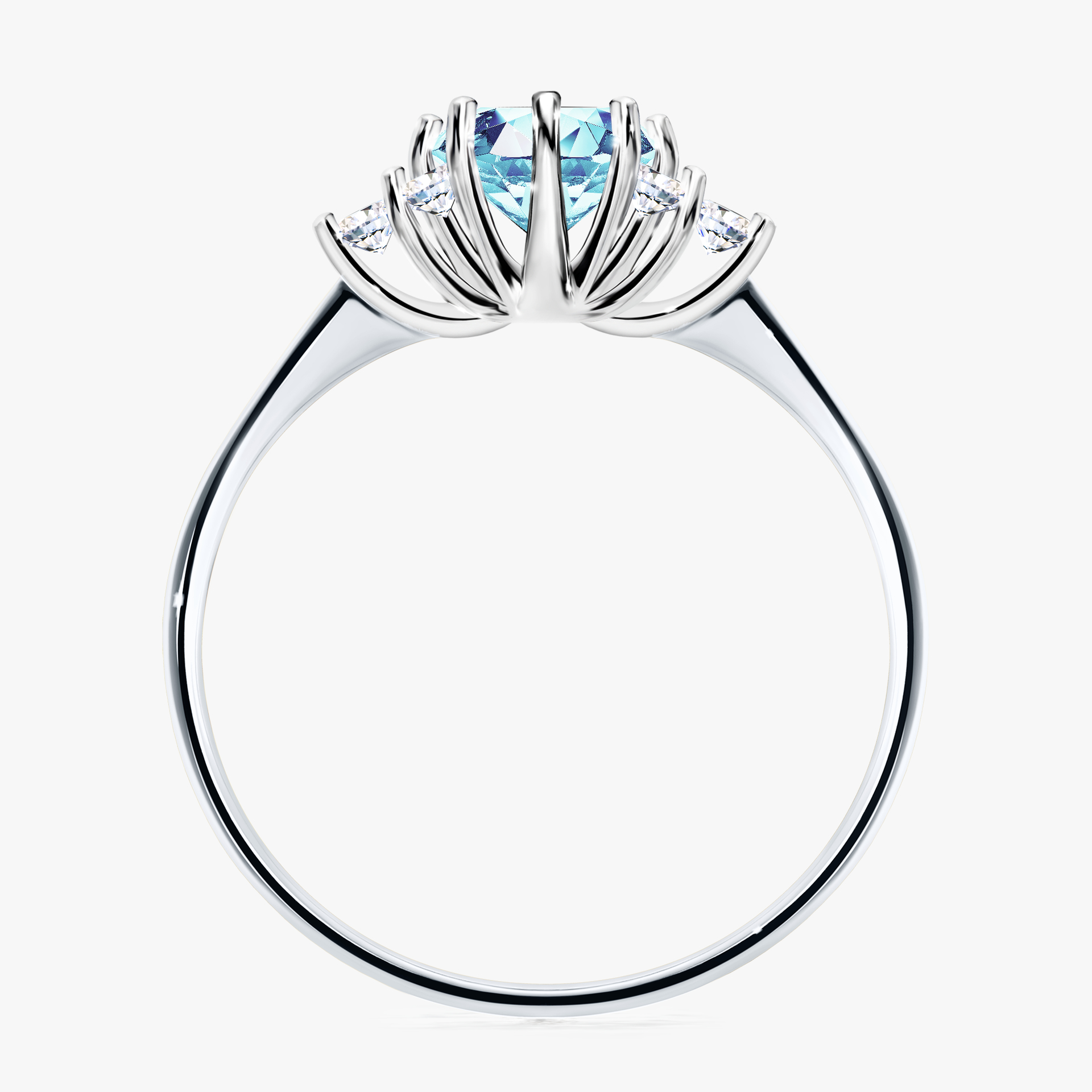 Pierścionek zaręczynowy My Lilly z białego złota z akwamarynem 0,98ct