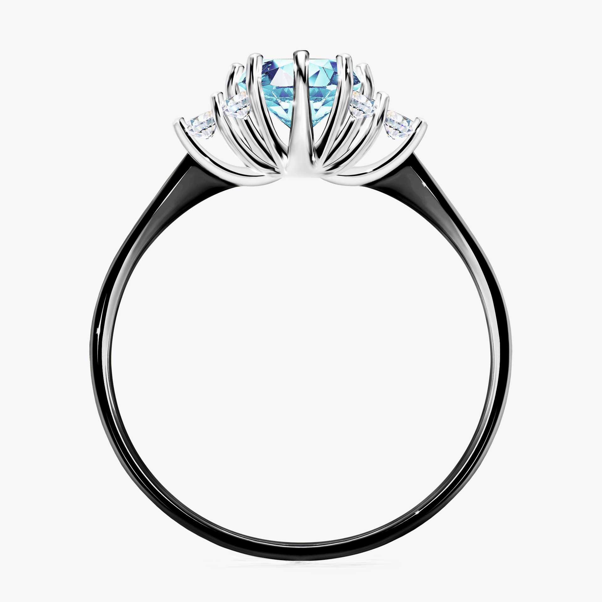 Pierścionek zaręczynowy My Lilly z czarnego złota z akwamarynem 0,98ct