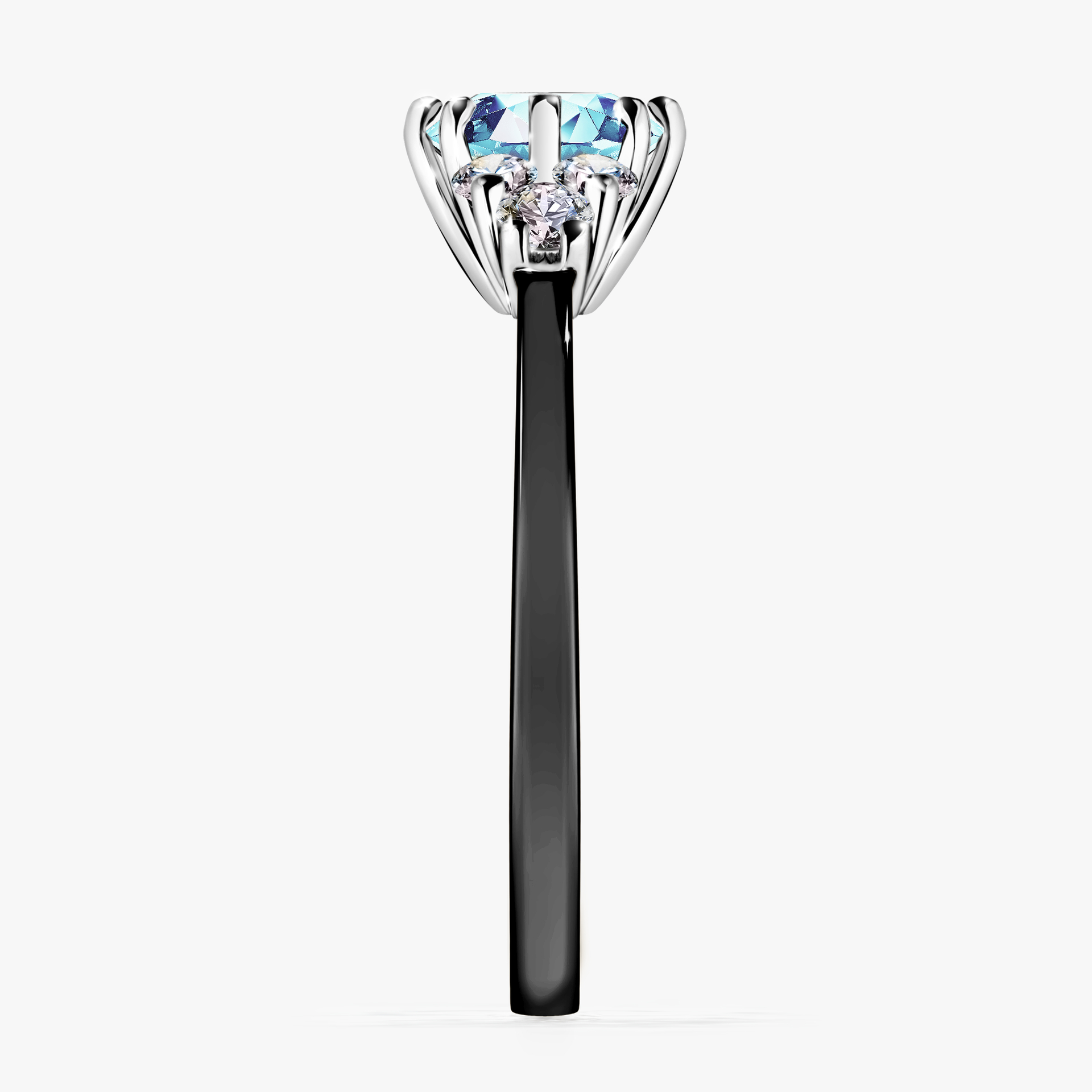 Pierścionek zaręczynowy My Lilly z czarnego złota z akwamarynem 0,98ct
