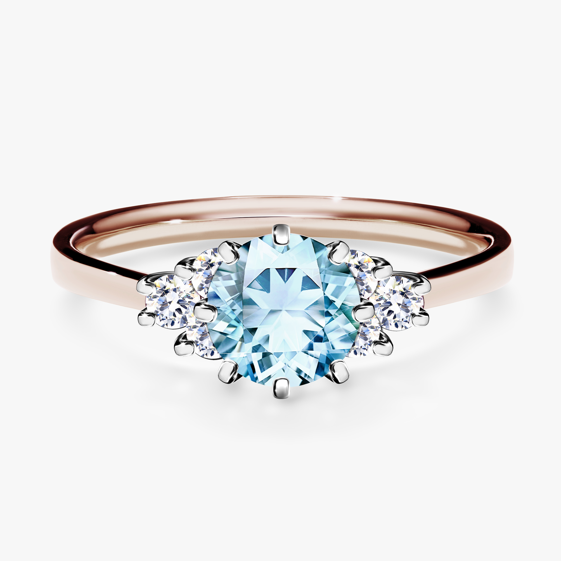 Pierścionek zaręczynowy My Lilly z różowego złota z akwamarynem 0,98ct