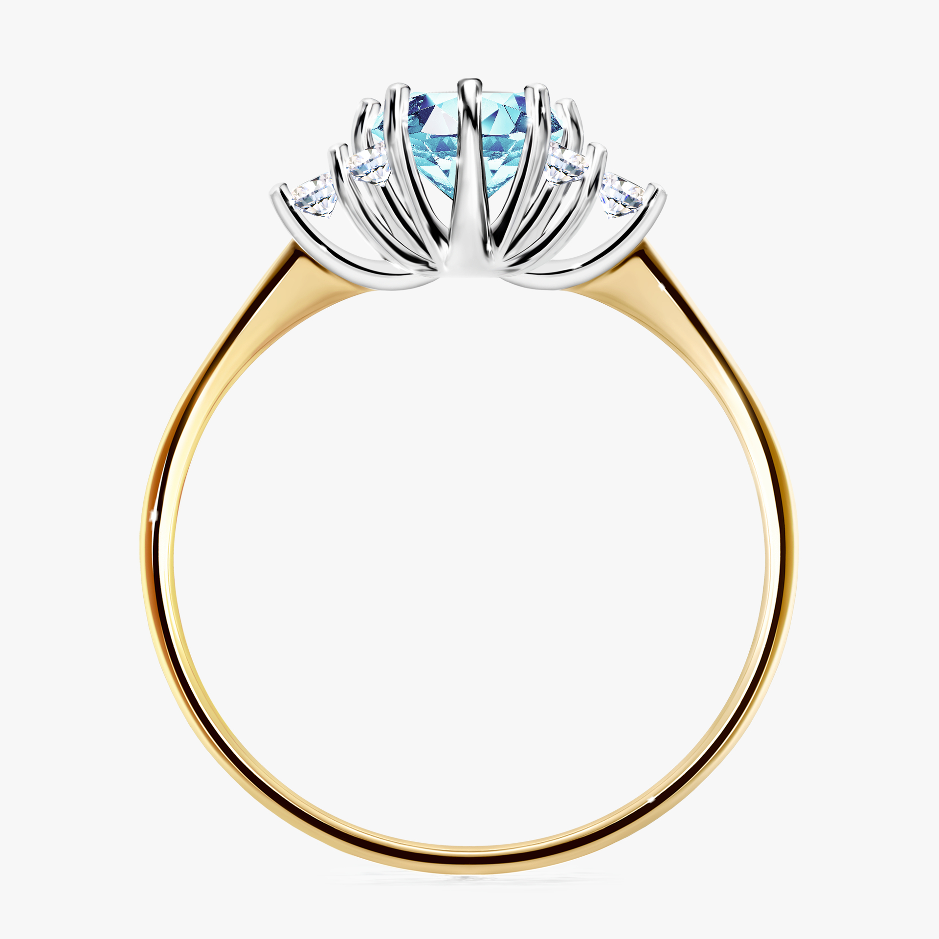 Pierścionek zaręczynowy My Lilly z żółtego złota z akwamarynem 0,98ct