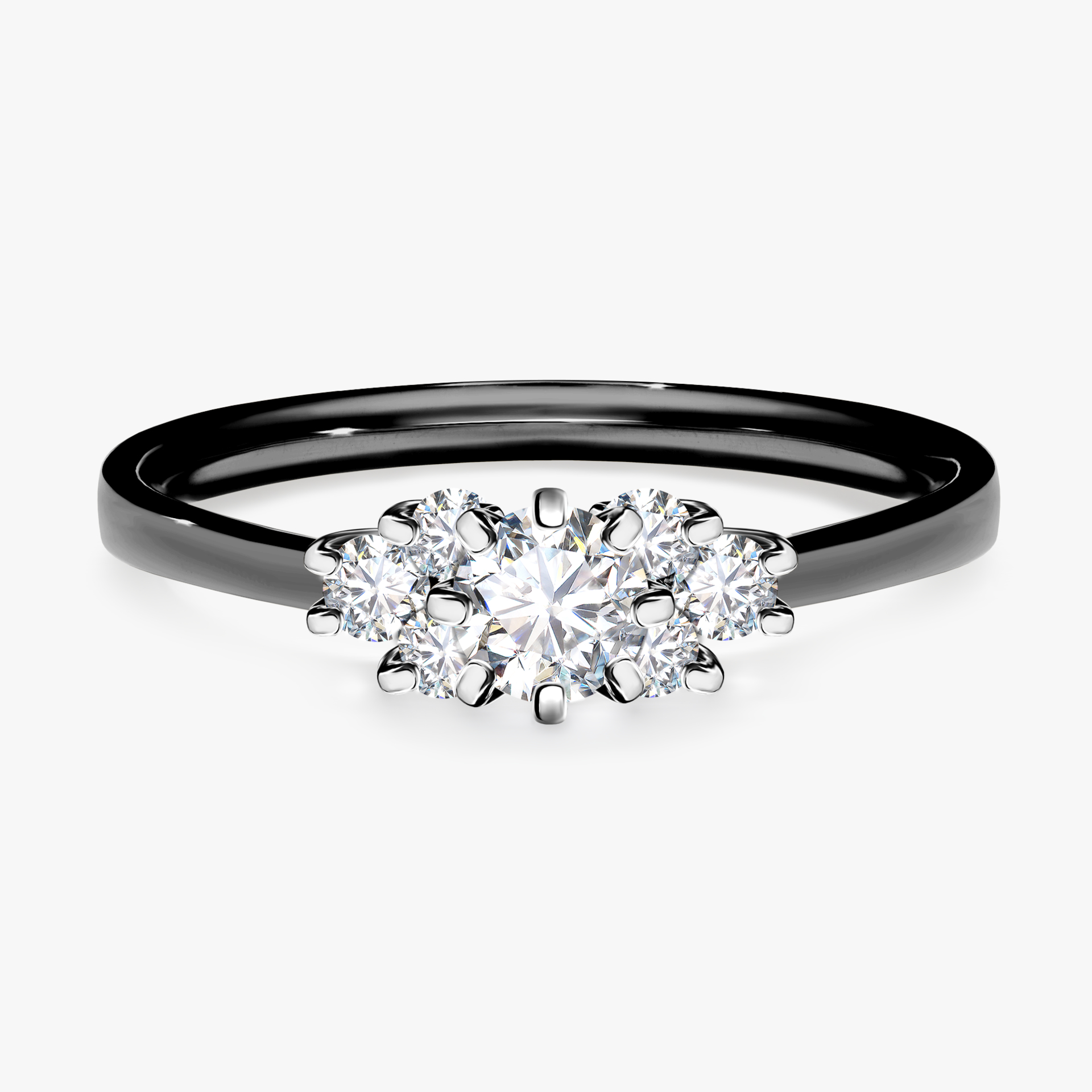 Pierścionek zaręczynowy My Lilly z czarnego złota z diamentem naturalnym 0,43ct