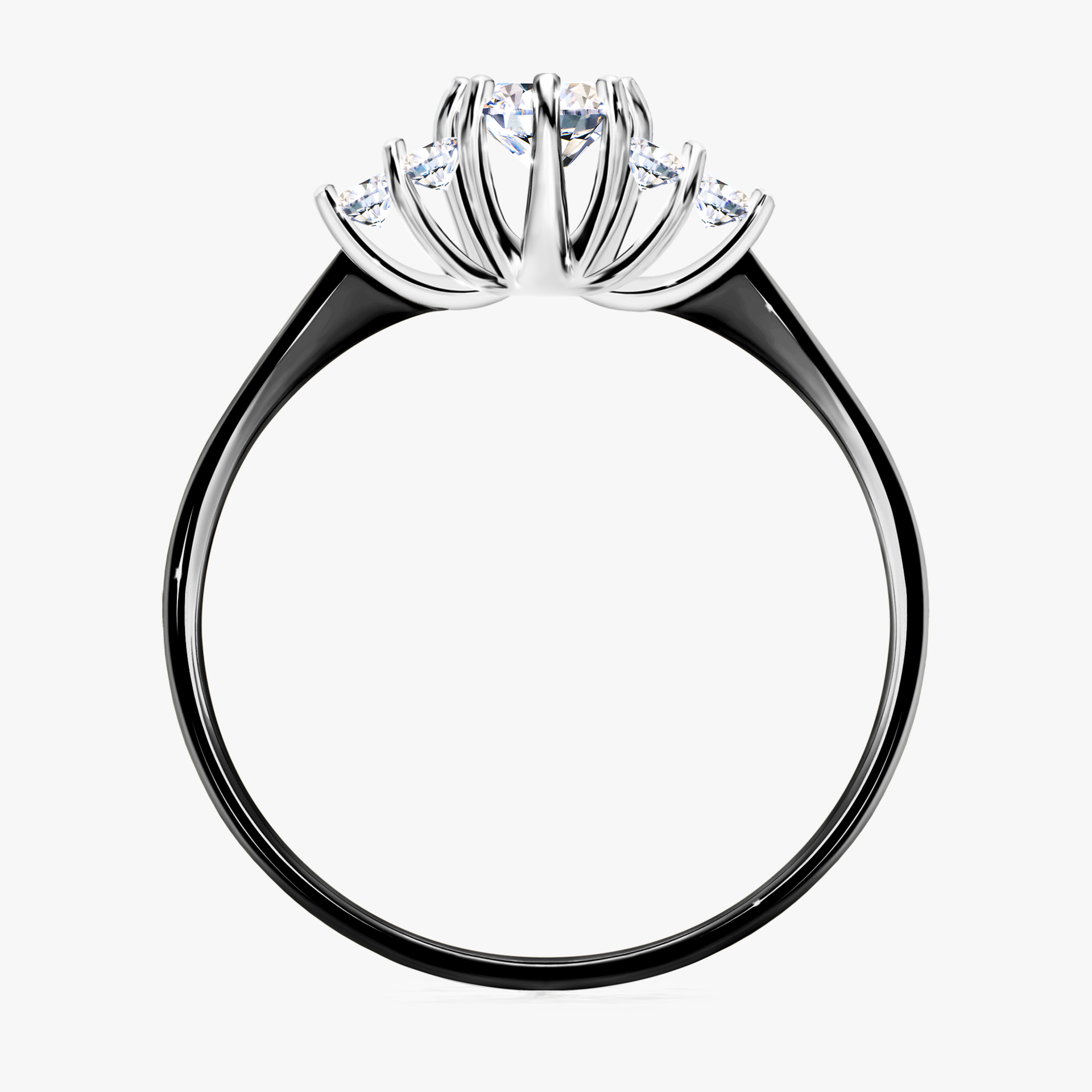 Pierścionek zaręczynowy My Lilly z czarnego złota z diamentem naturalnym 0,43ct