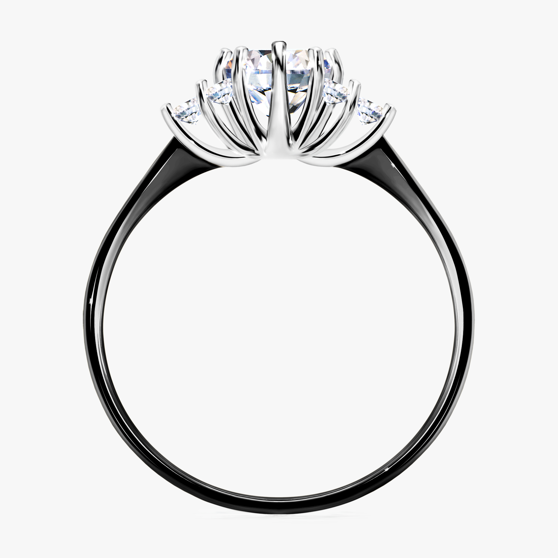 Pierścionek zaręczynowy My Lilly z czarnego złota z diamentem naturalnym 0,68ct