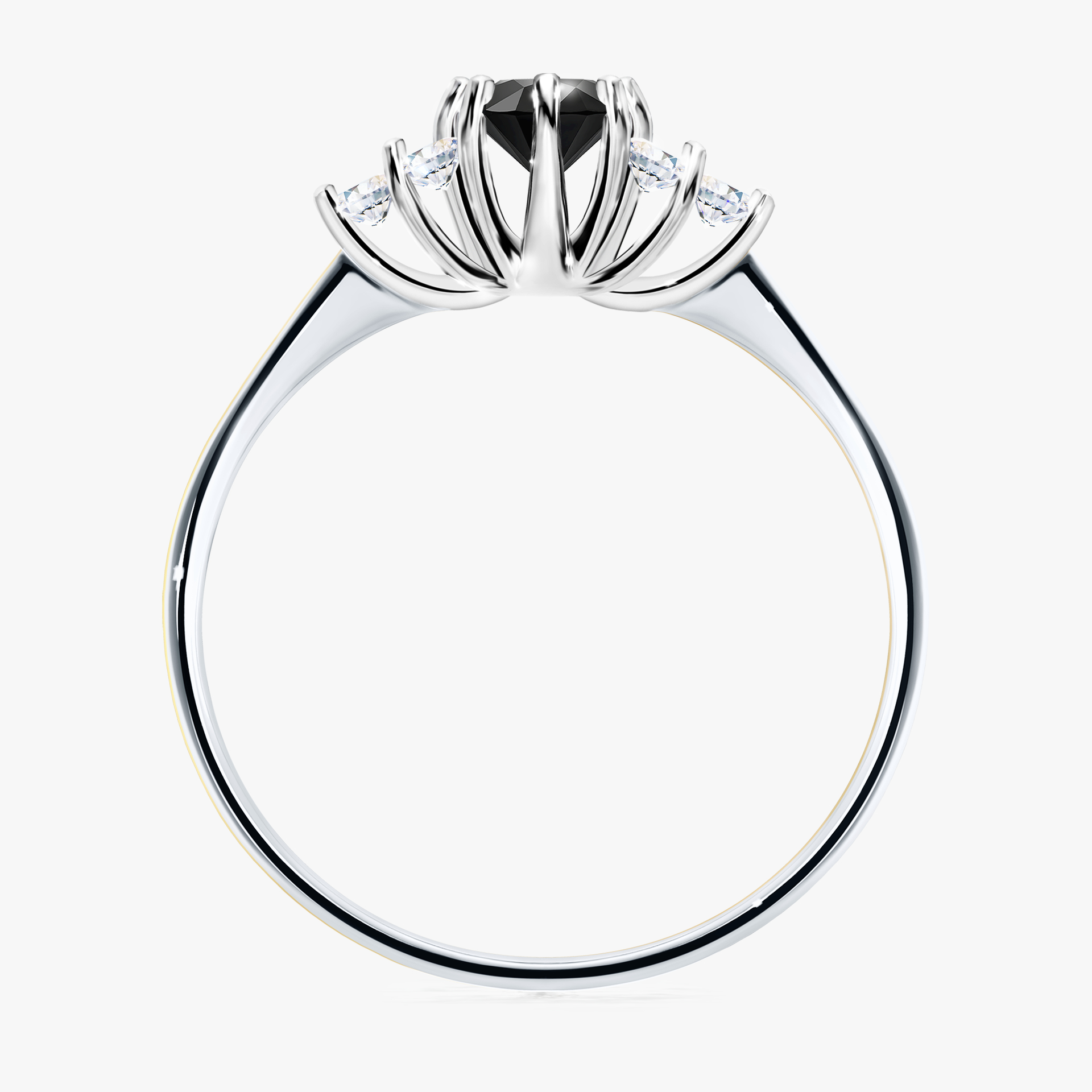 Pierścionek zaręczynowy My Lilly z białego złota z czarnym diamentem 0,43ct