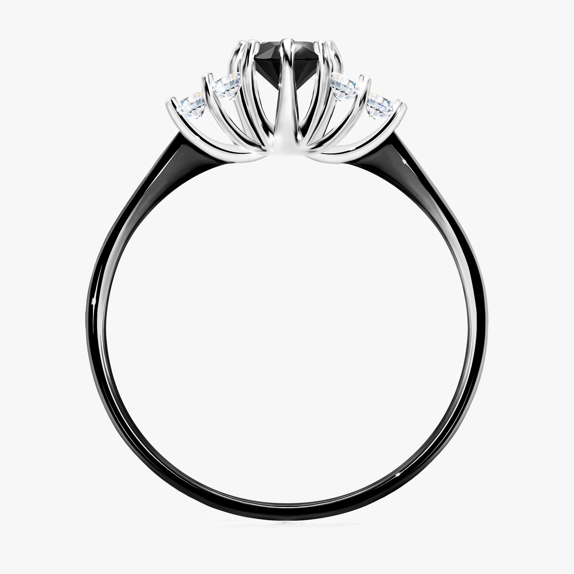 Pierścionek zaręczynowy My Lilly z czarnego złota z czarnym diamentem 0,43ct