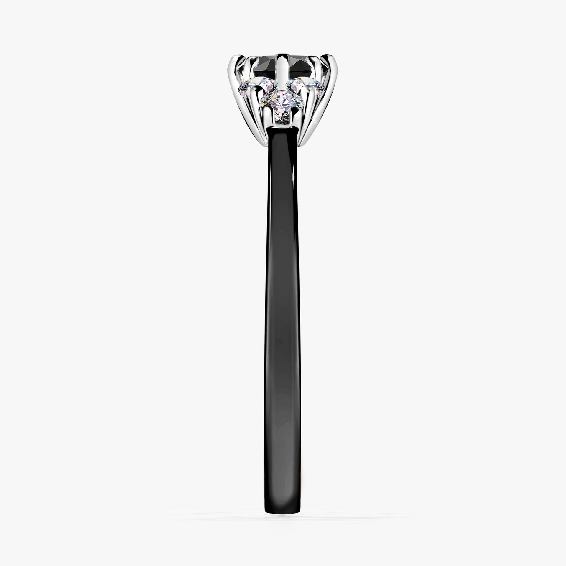 Pierścionek zaręczynowy My Lilly z czarnego złota z czarnym diamentem 0,43ct