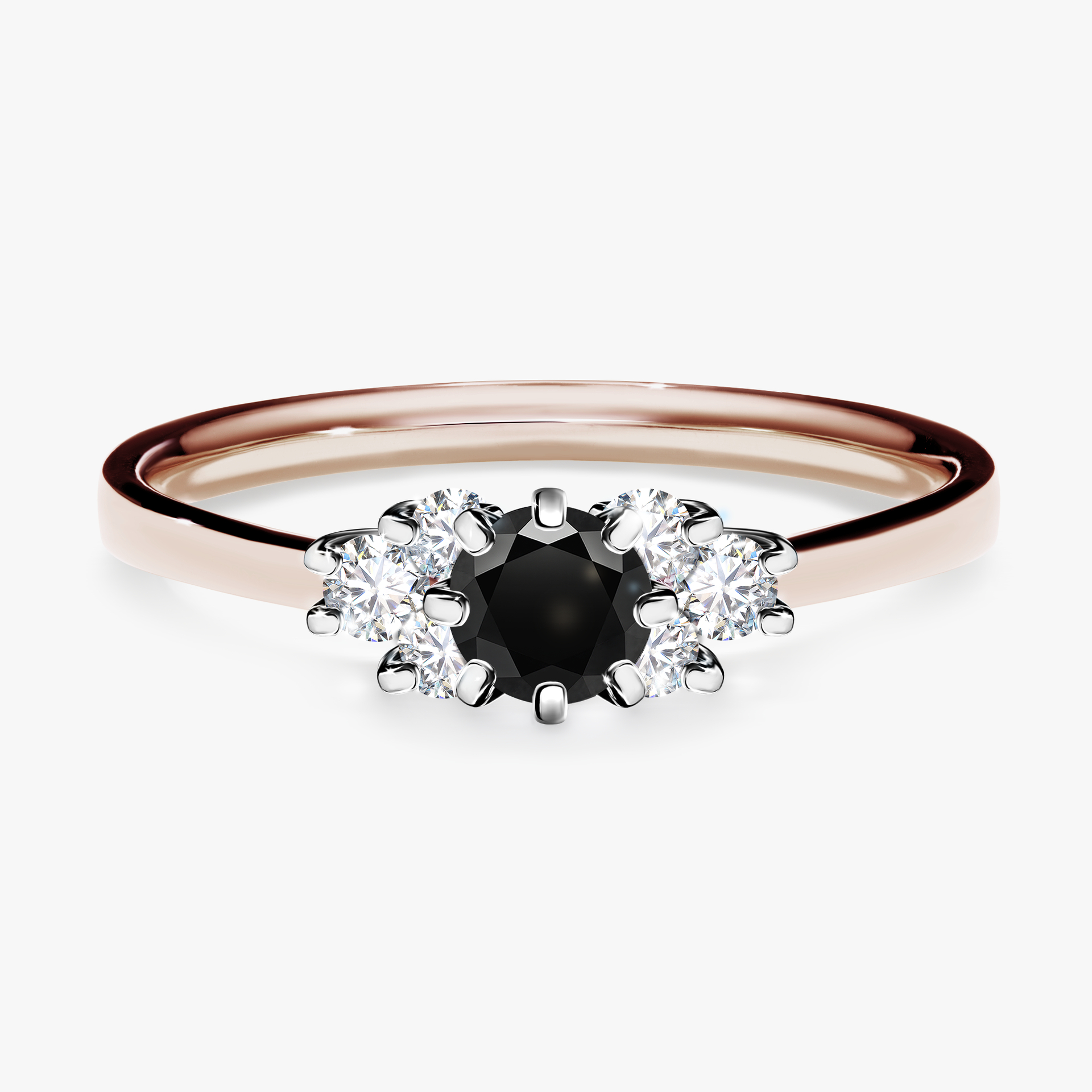 Pierścionek zaręczynowy My Lilly z różowego złota z czarnym diamentem 0,43ct