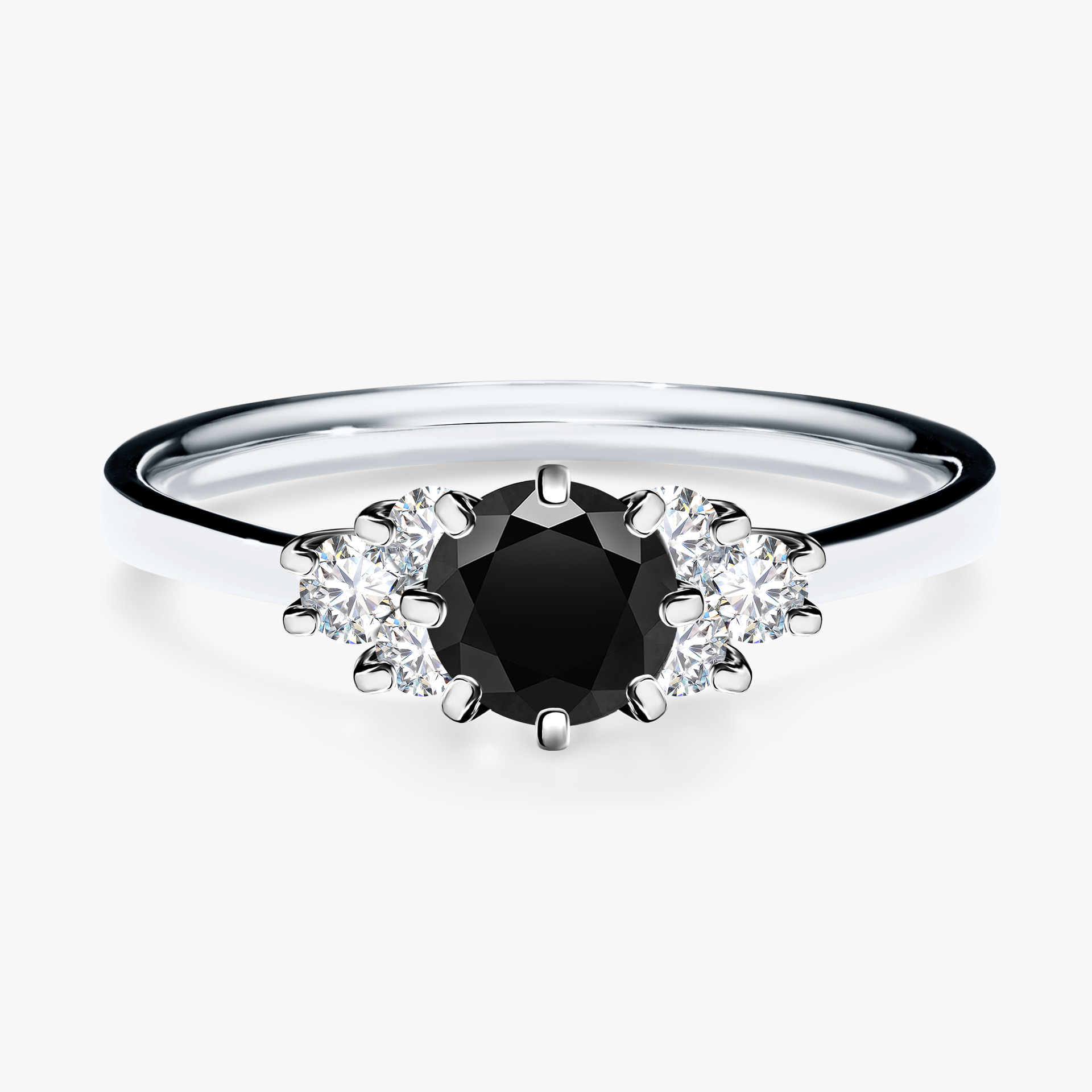 Pierścionek zaręczynowy My Lilly z białego złota z czarnym diamentem 0,68ct