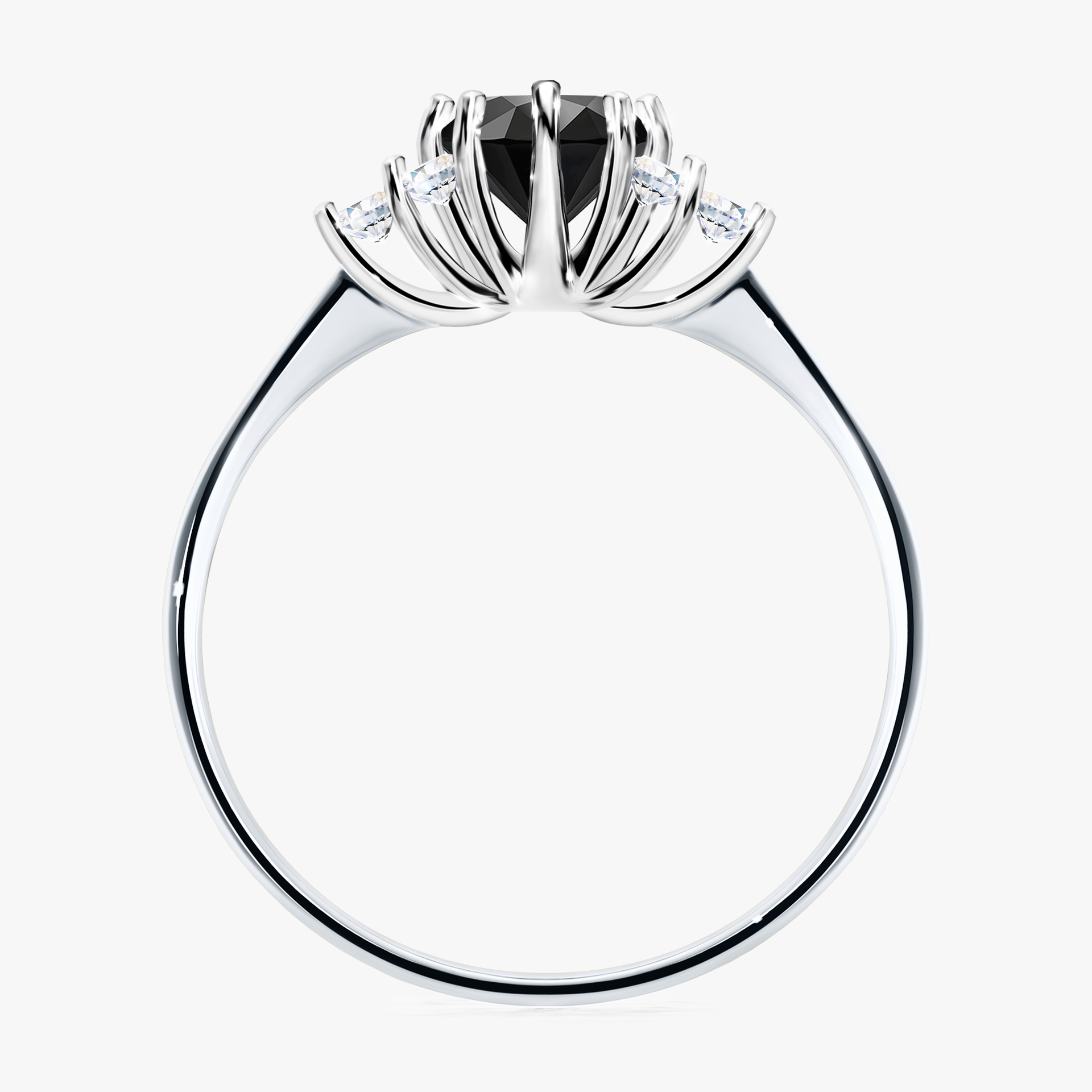 Pierścionek zaręczynowy My Lilly z białego złota z czarnym diamentem 0,68ct