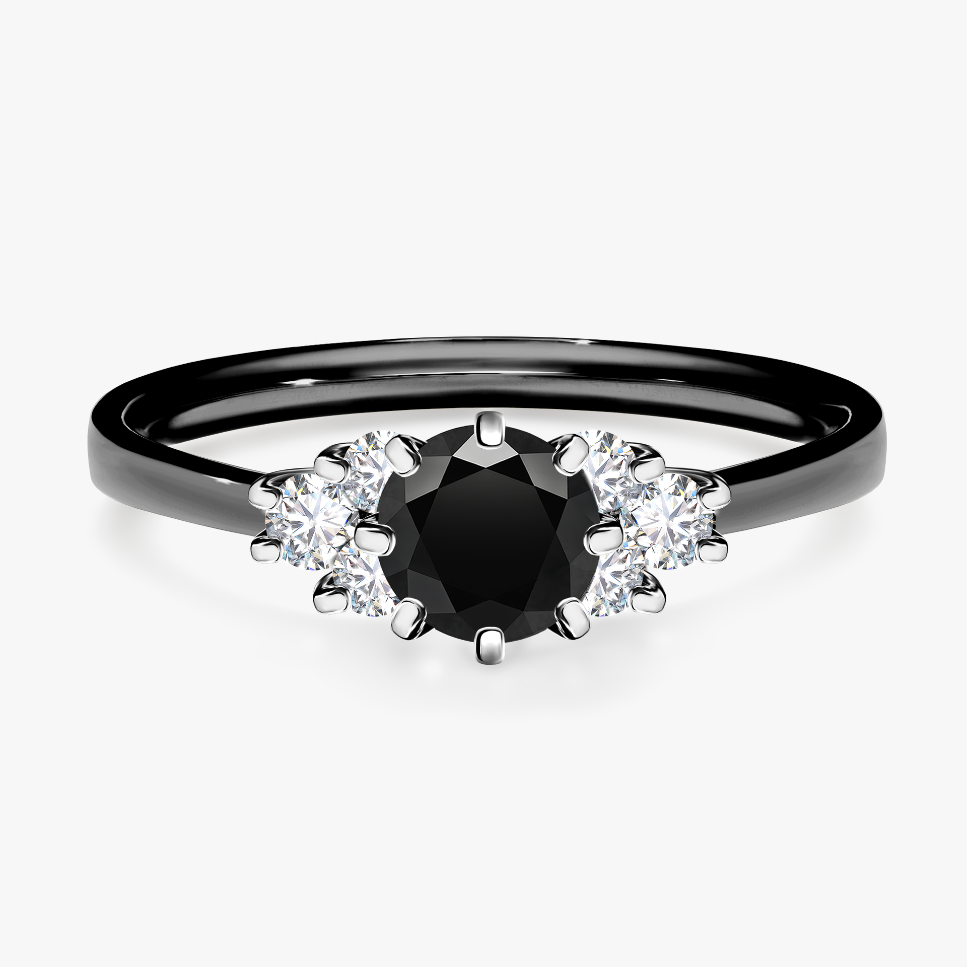 Pierścionek zaręczynowy My Lilly z czarnego złota z czarnym diamentem 0,68ct